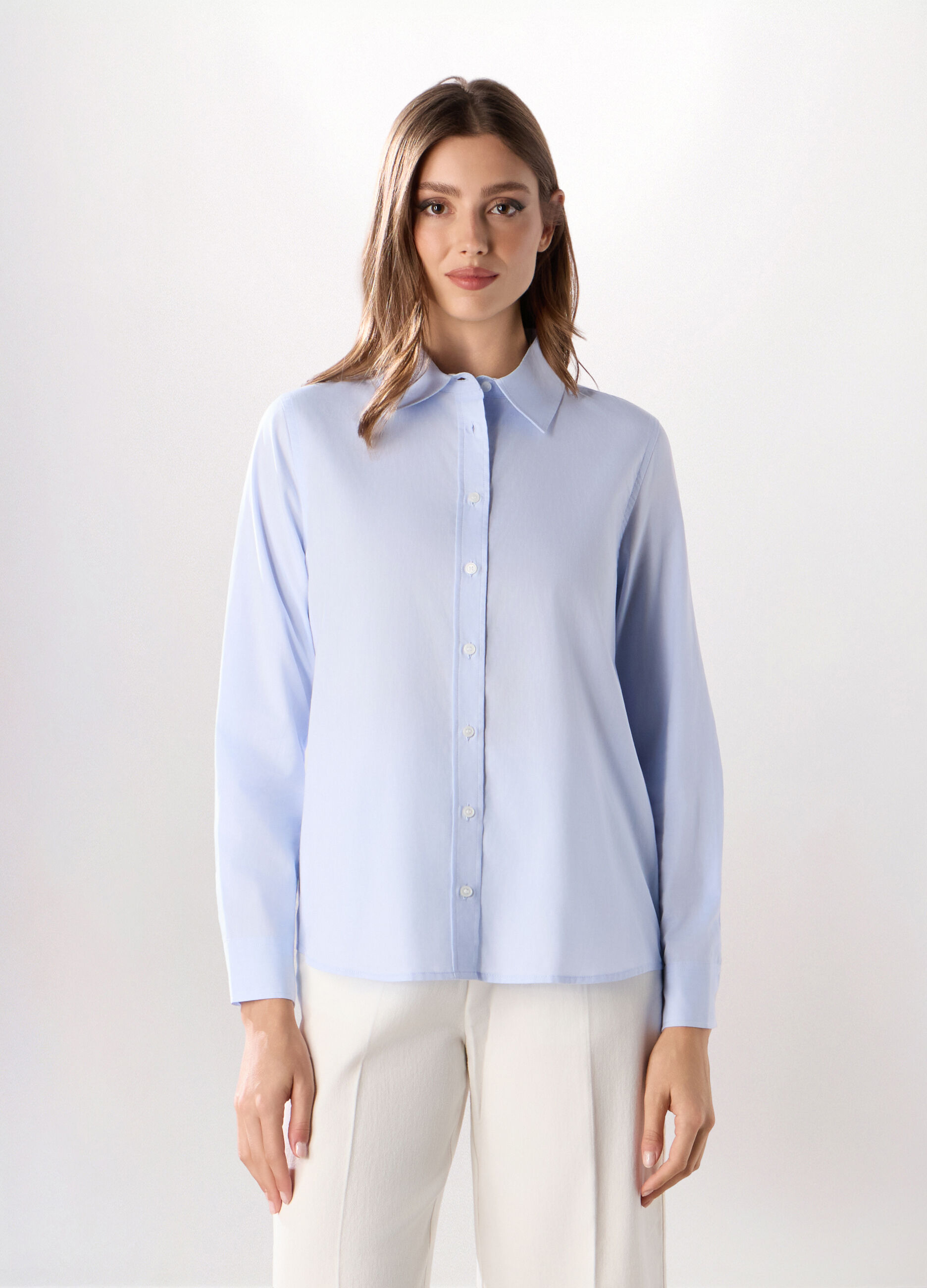 Camicia in puro cotone a maniche lunghe donna_0