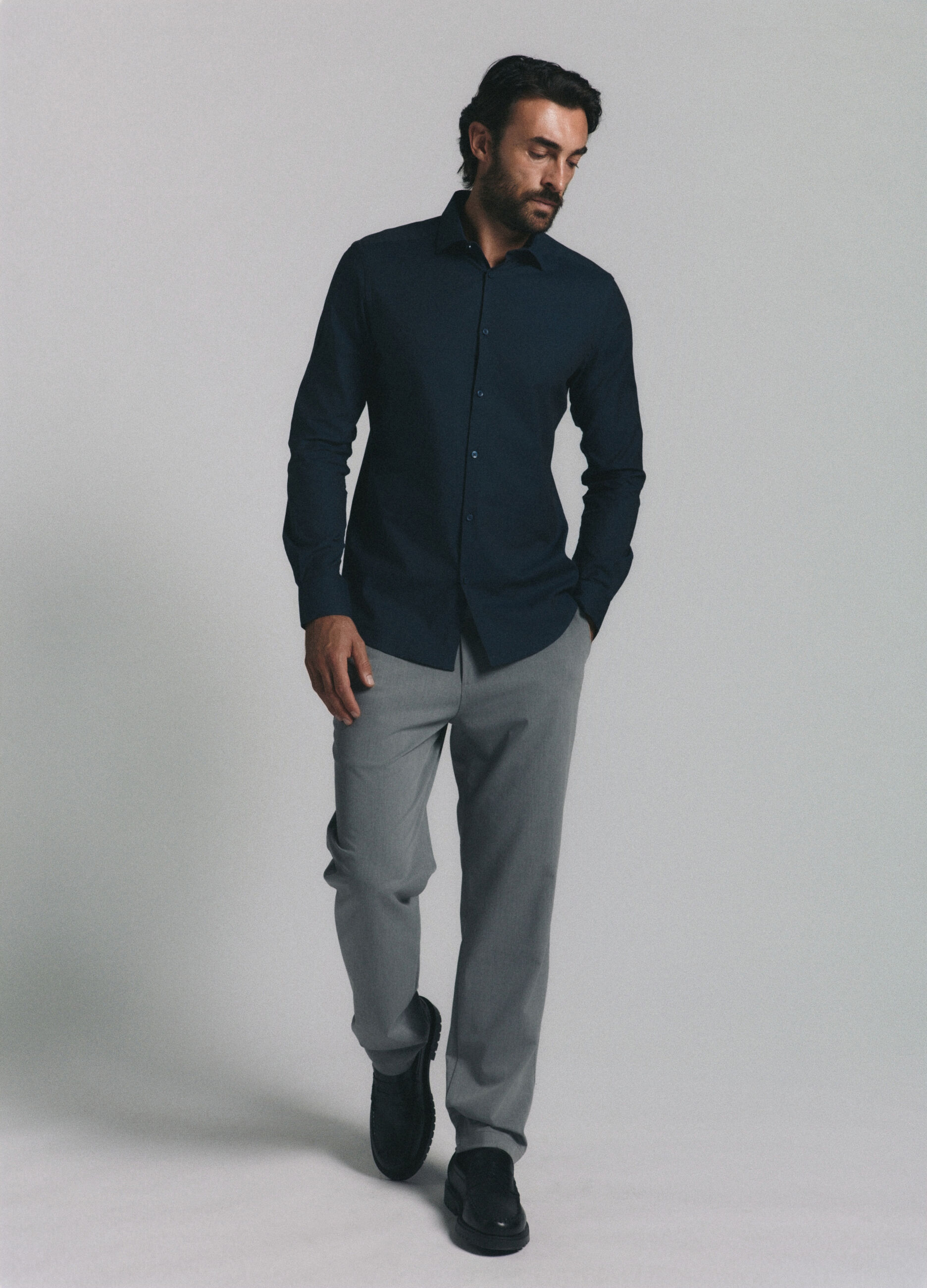 Camicia slim fit in jersey misto cotone uomo_6