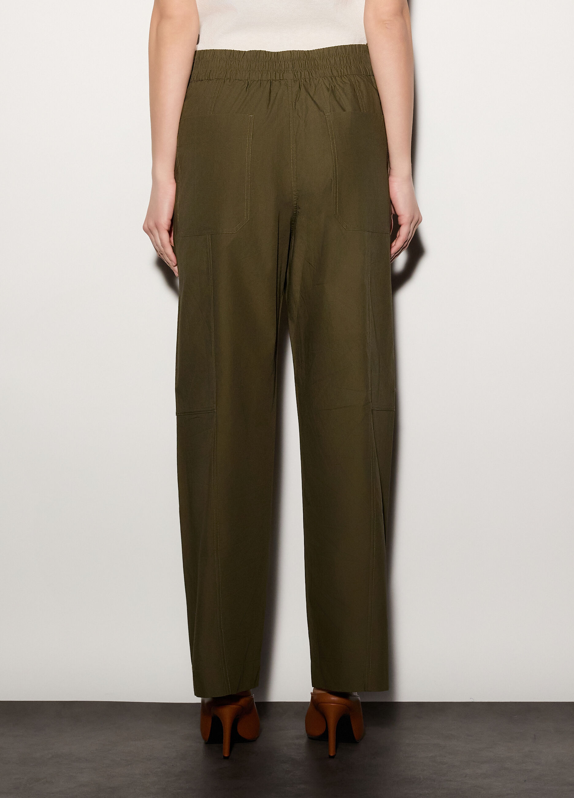 Pantaloni regular fit in popeline di puro cotone donna_2