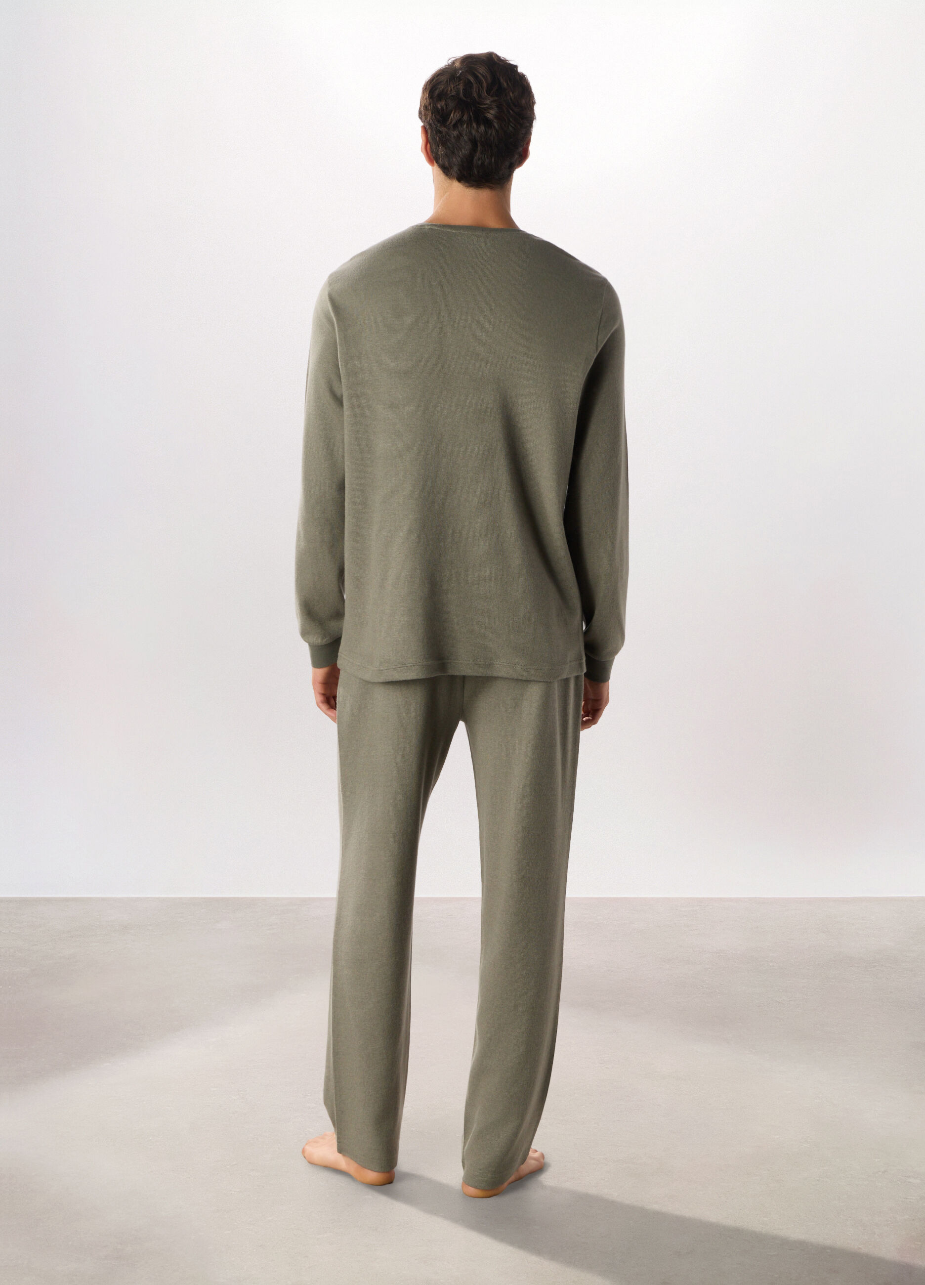 Pigiama lungo in puro cotone uomo_1