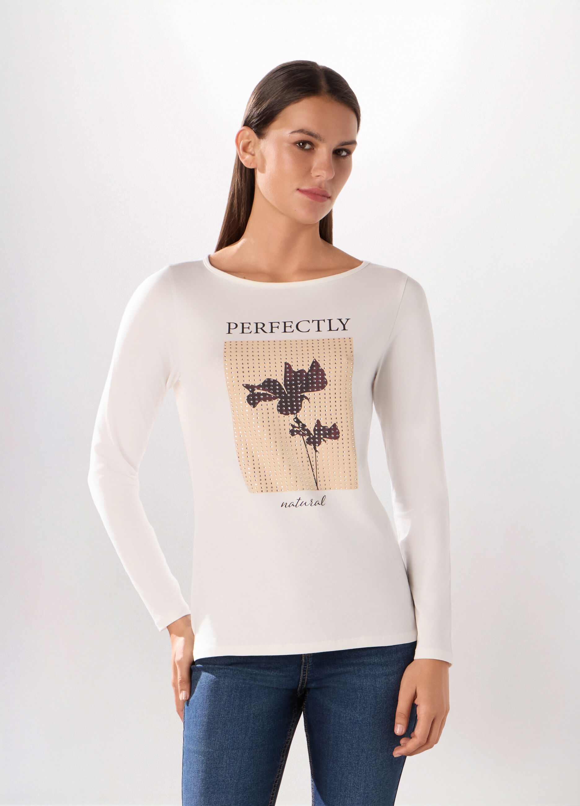 T-shirt in jersey di cotone stretch donna_0