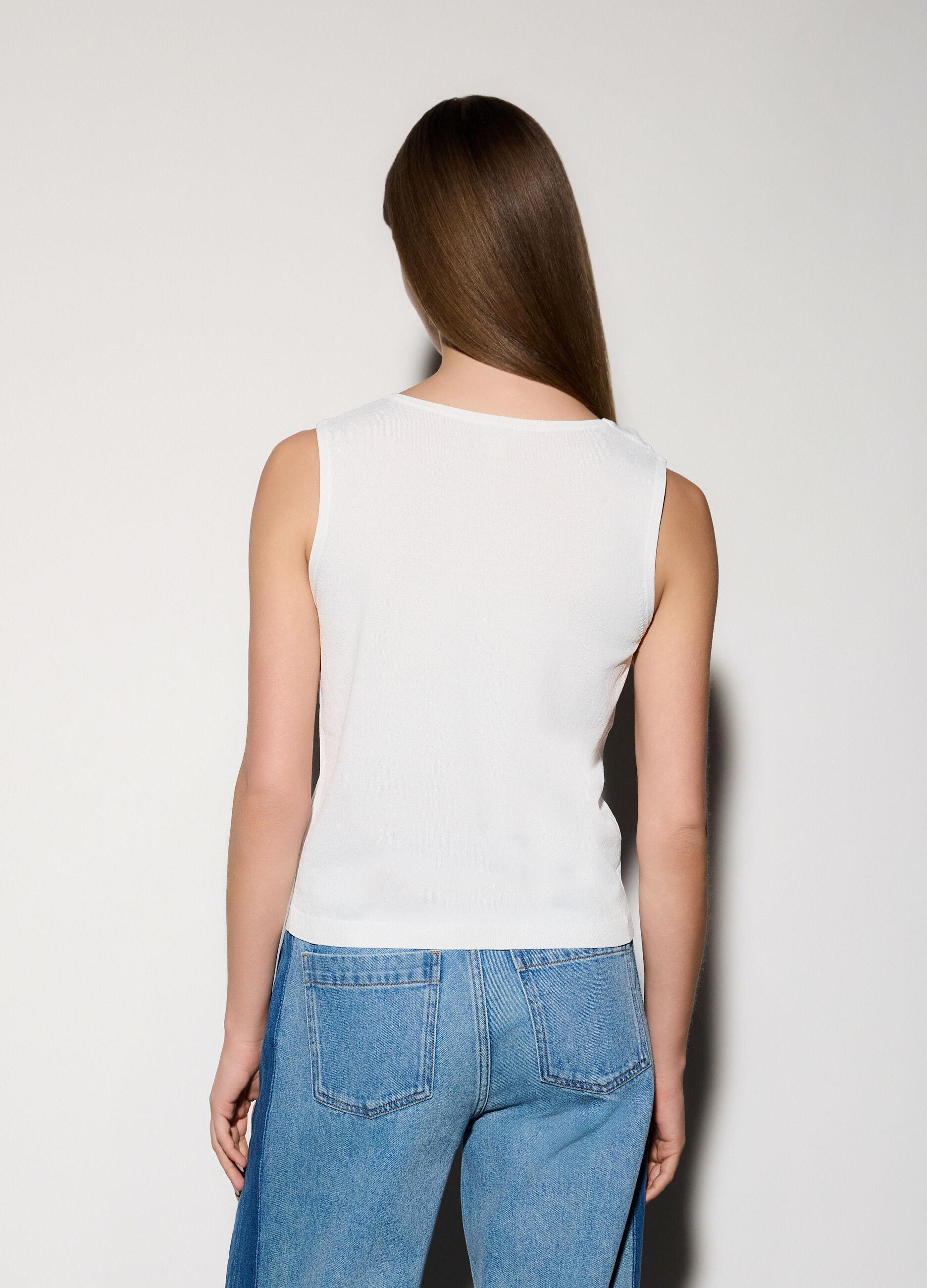 Canotta girocollo con cut out donna_2