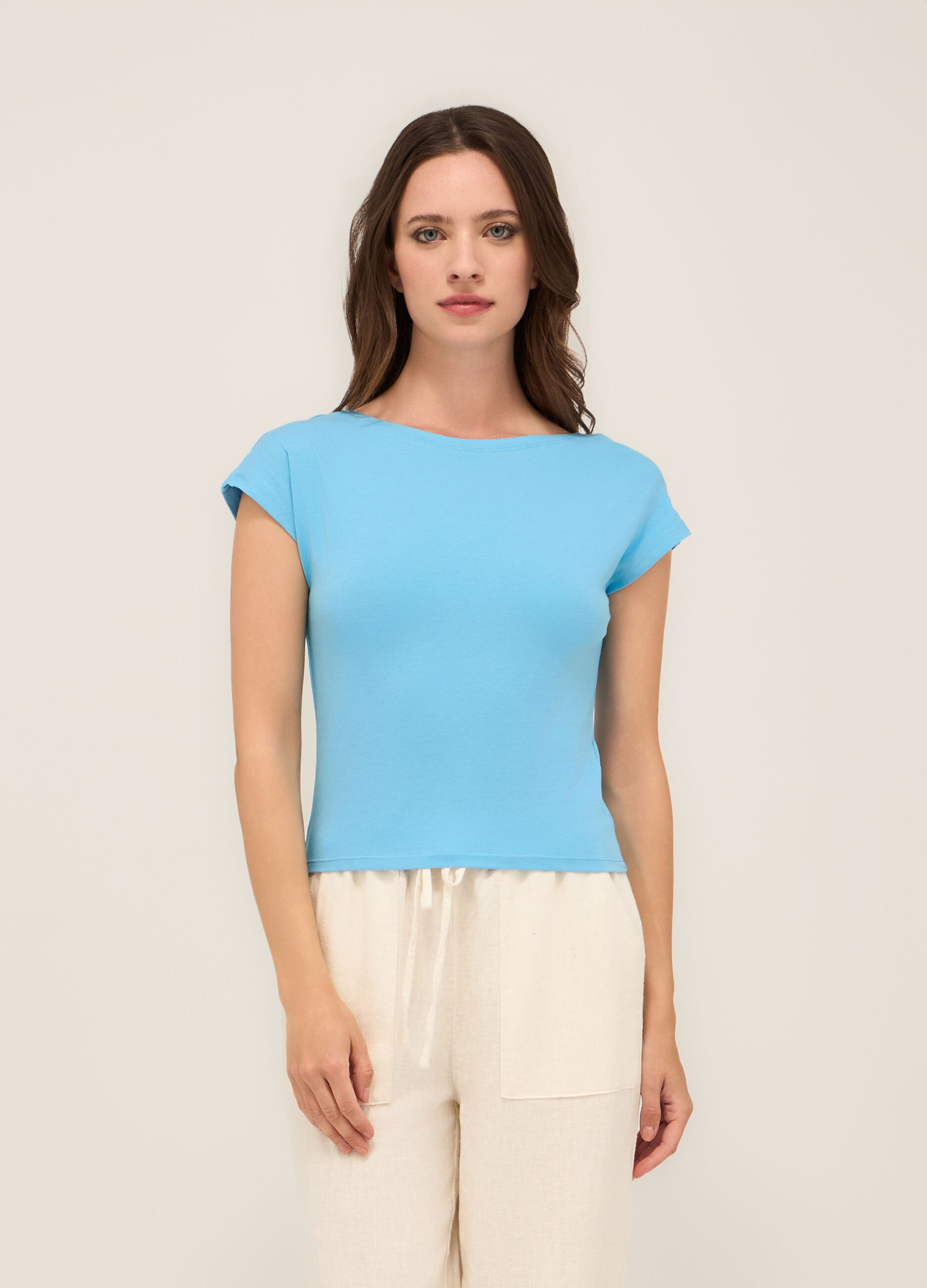 T-shirt in cotone stretch donna_0