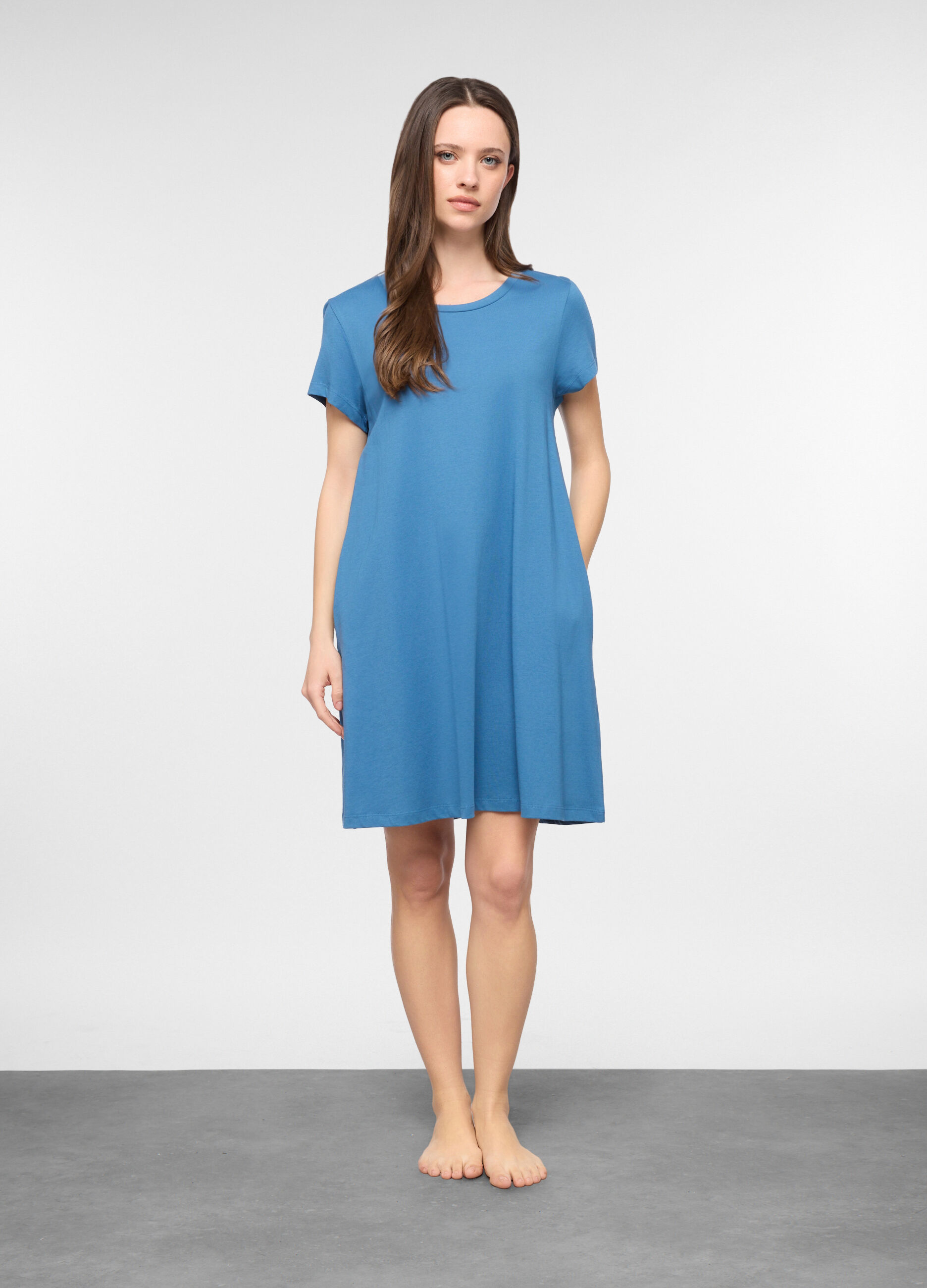 Camicia da notte in jersey di puro cotone donna_0