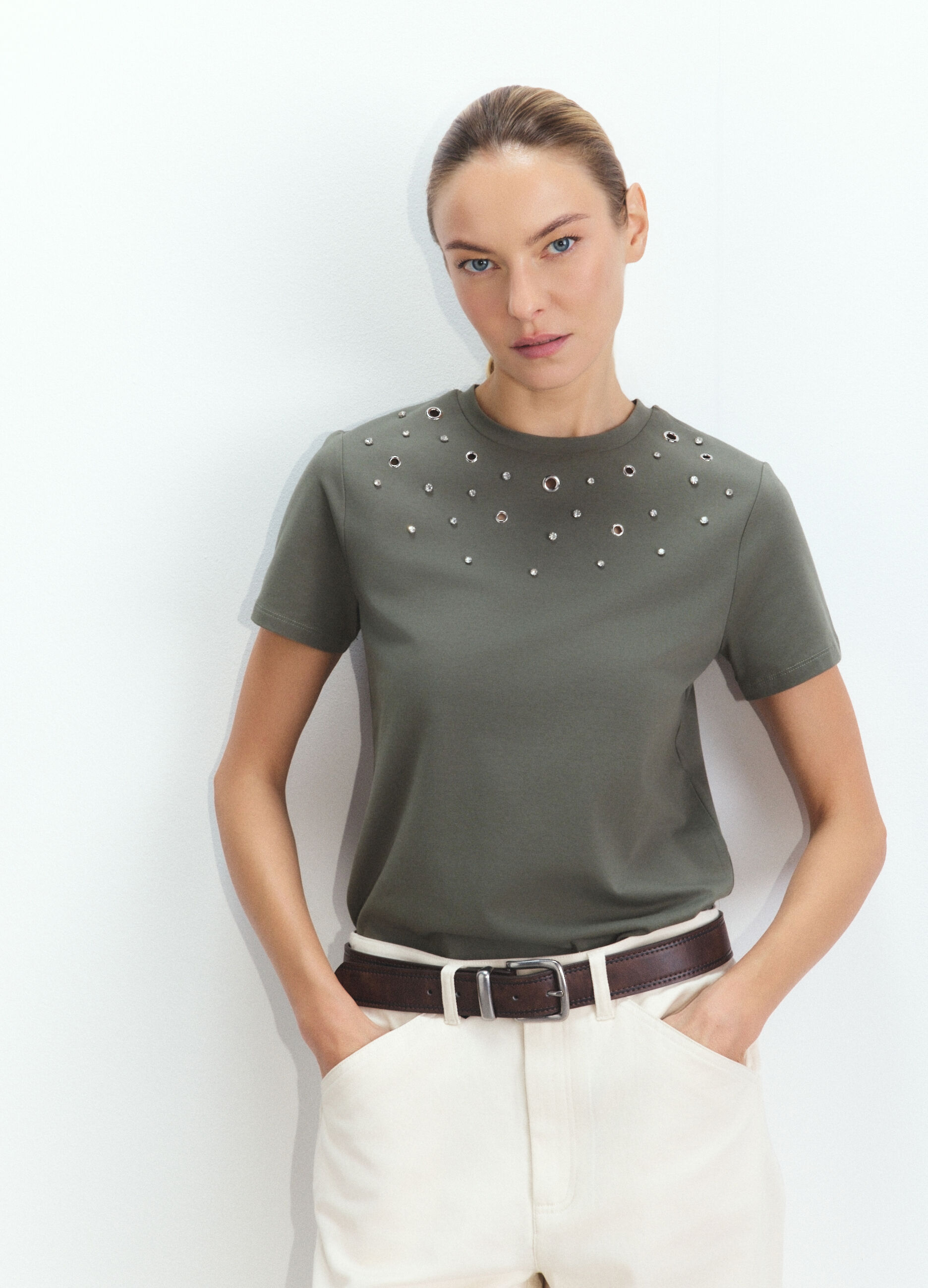T-shirt girocollo stretch donna_1