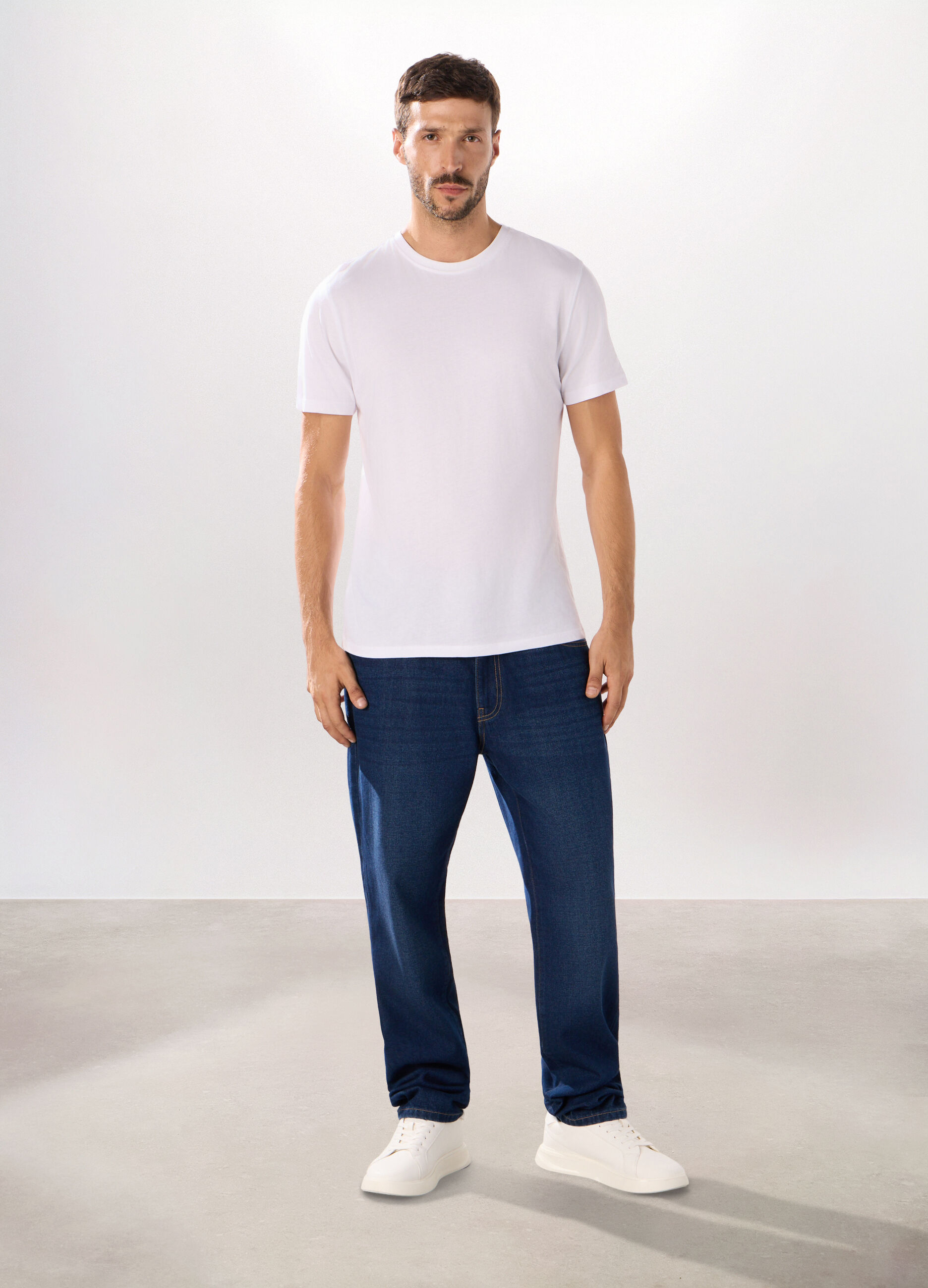 Jeans 5 tasche regular in cotone e lyocell uomo_0