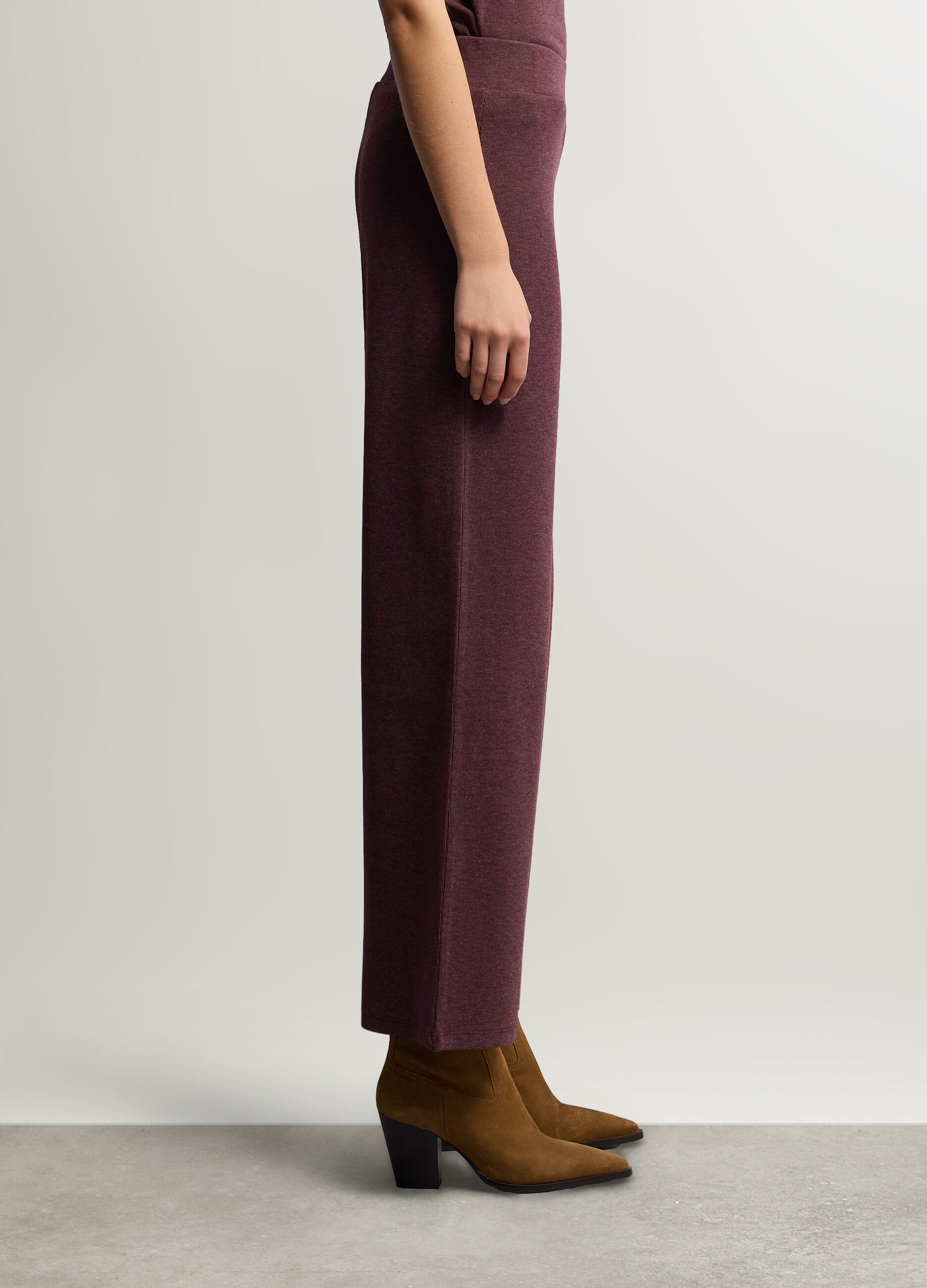 Pantaloni Wide Leg in maglia rasata misto viscosa stretch donna_1