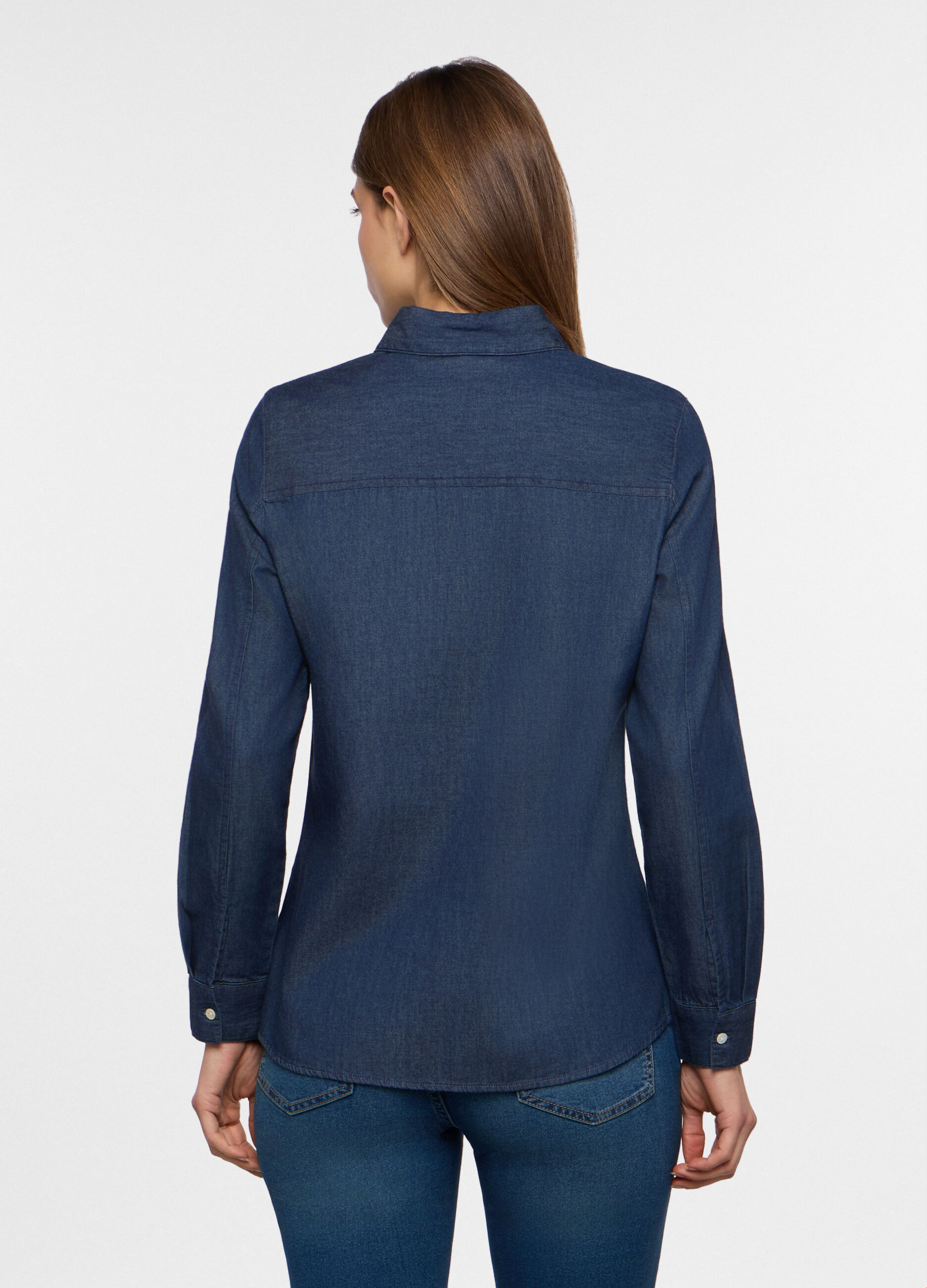 Camicia in denim di puro cotone donna_1