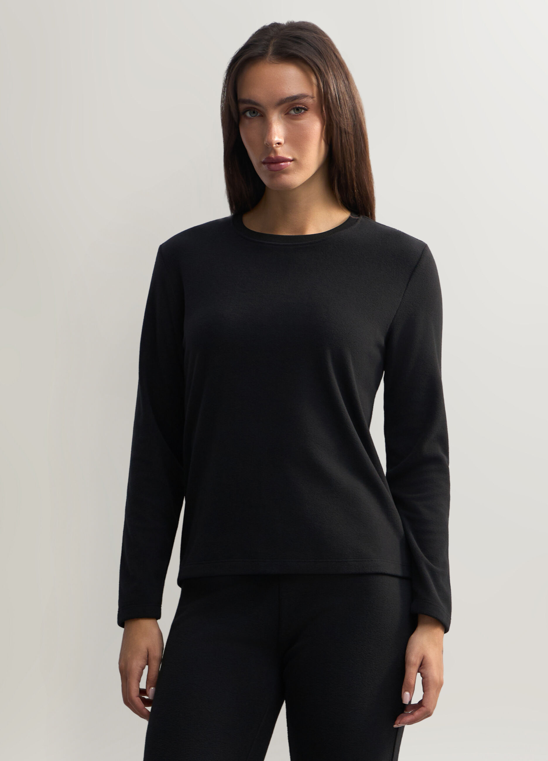 Felpa girocollo in pile donna_0
