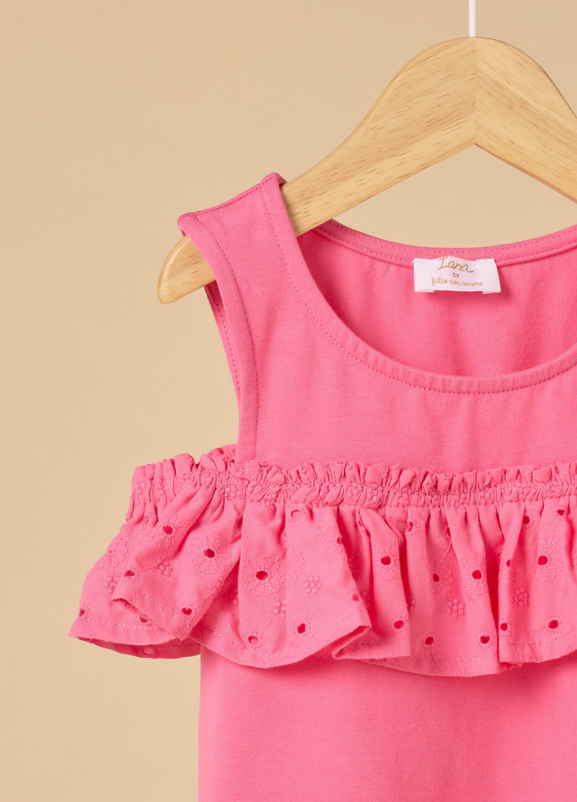 Top IANA in puro cotone con rouches bambina_1