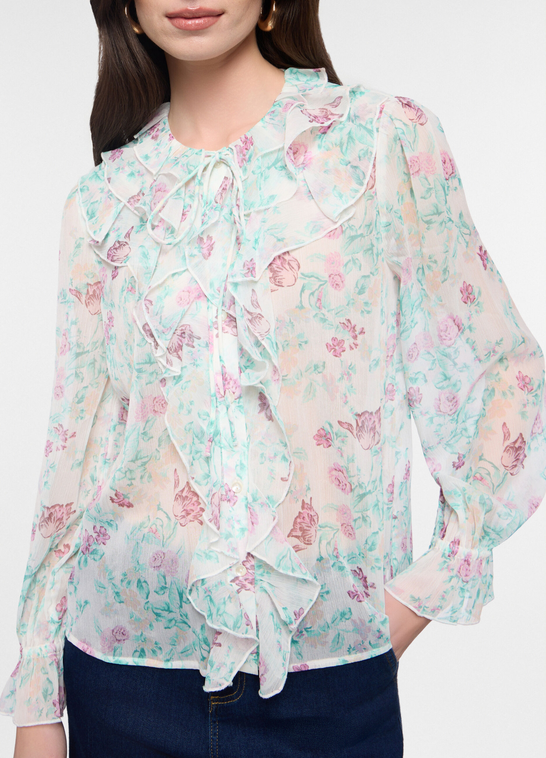 Camicia con volant in chiffon donna_2