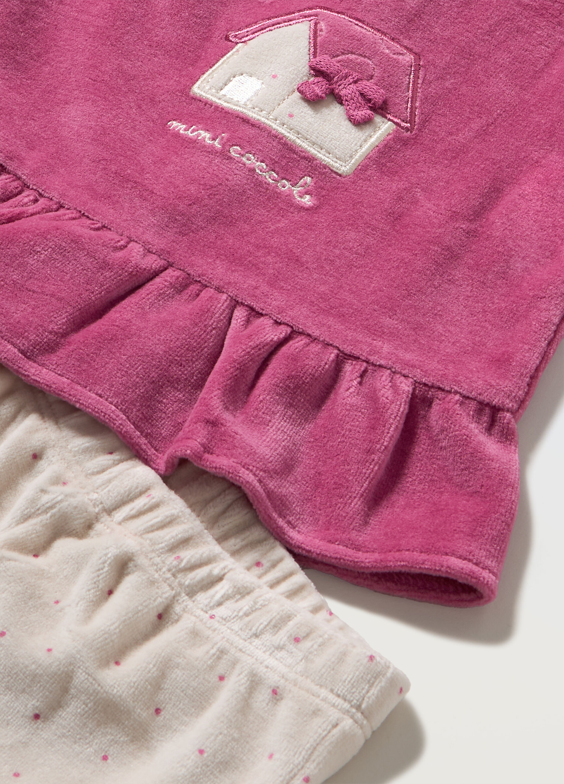 Completino in velour di misto cotone neonata_1