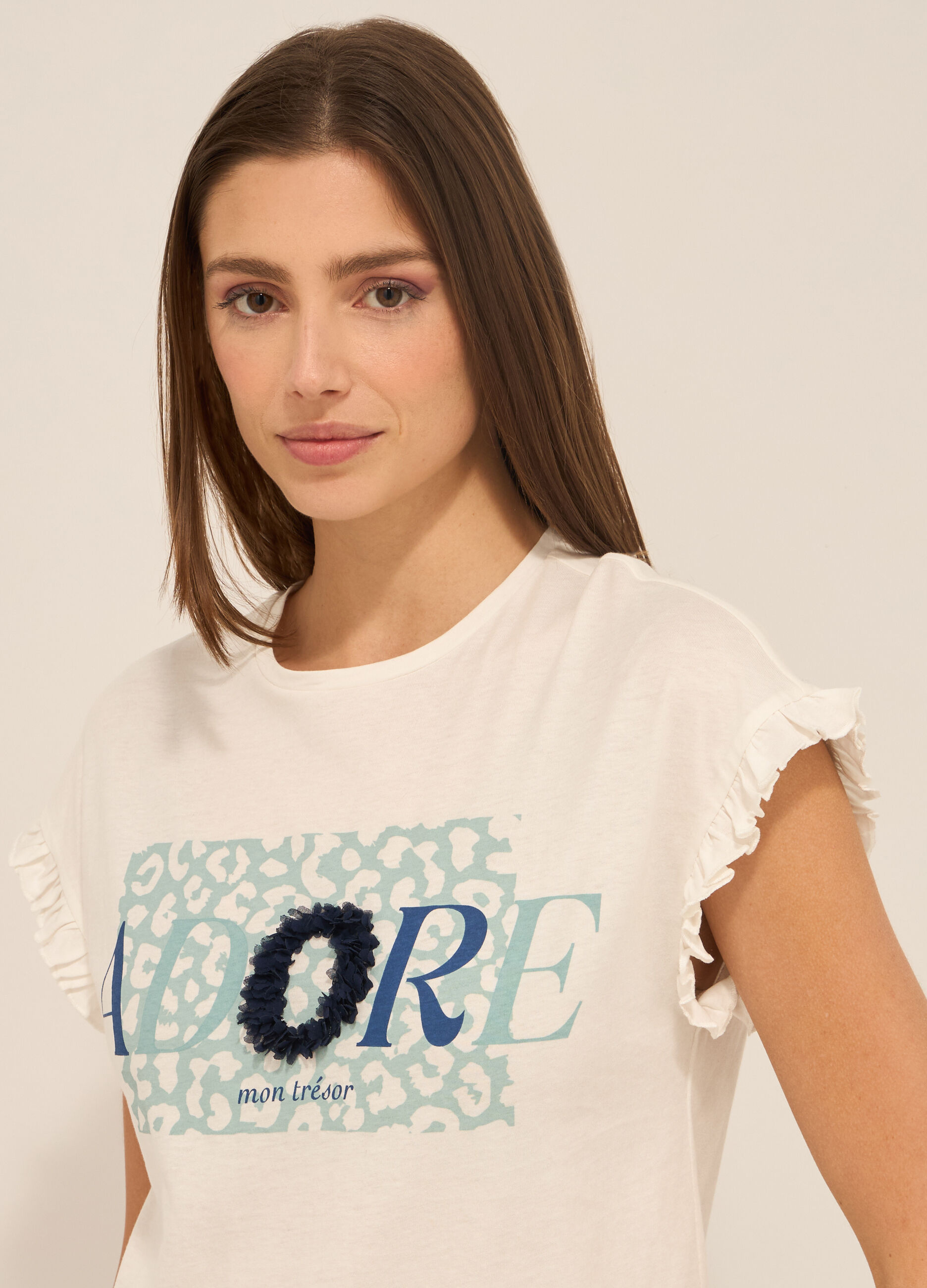 T-shirt smanicata in jersey di puro cotone donna_2