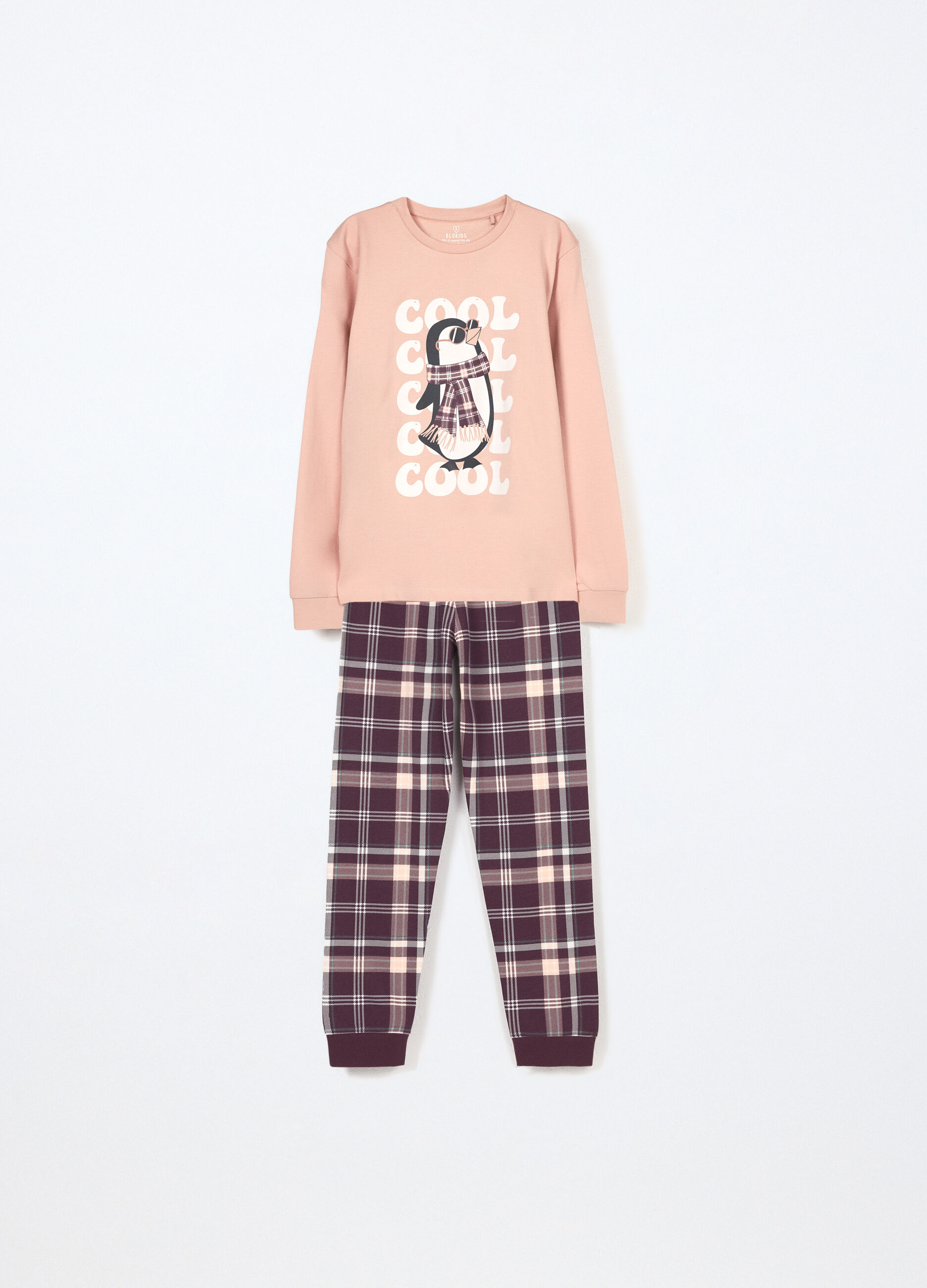 Set pigiama lungo in puro cotone fleece ragazza_0