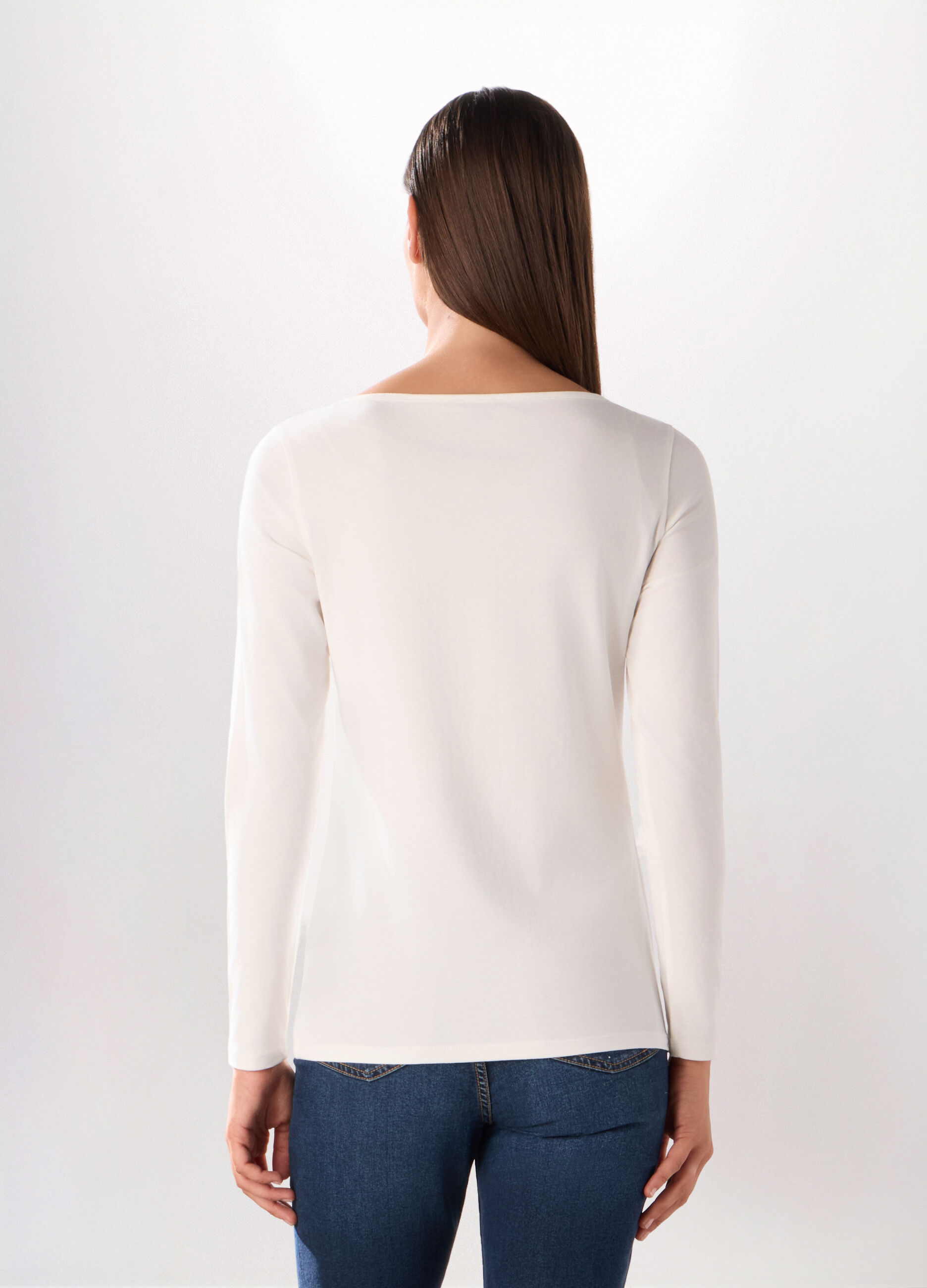 T-shirt in jersey di cotone stretch donna_1