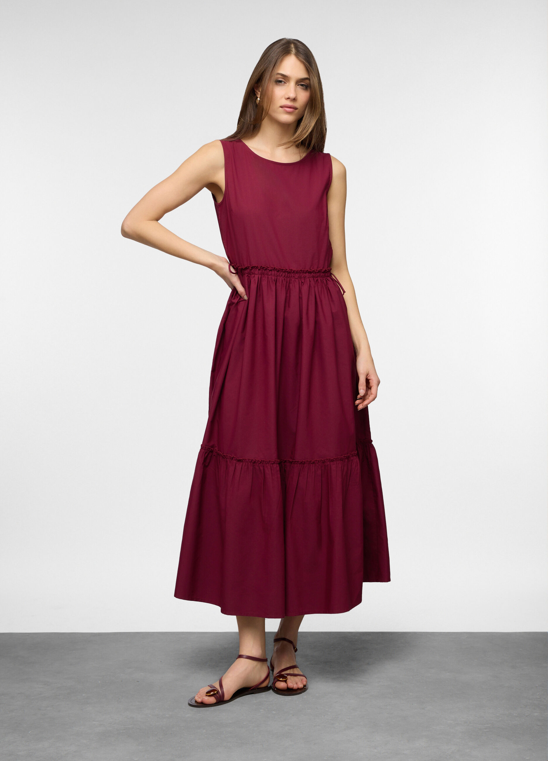 Abito lungo in popeline misto cotone donna_0