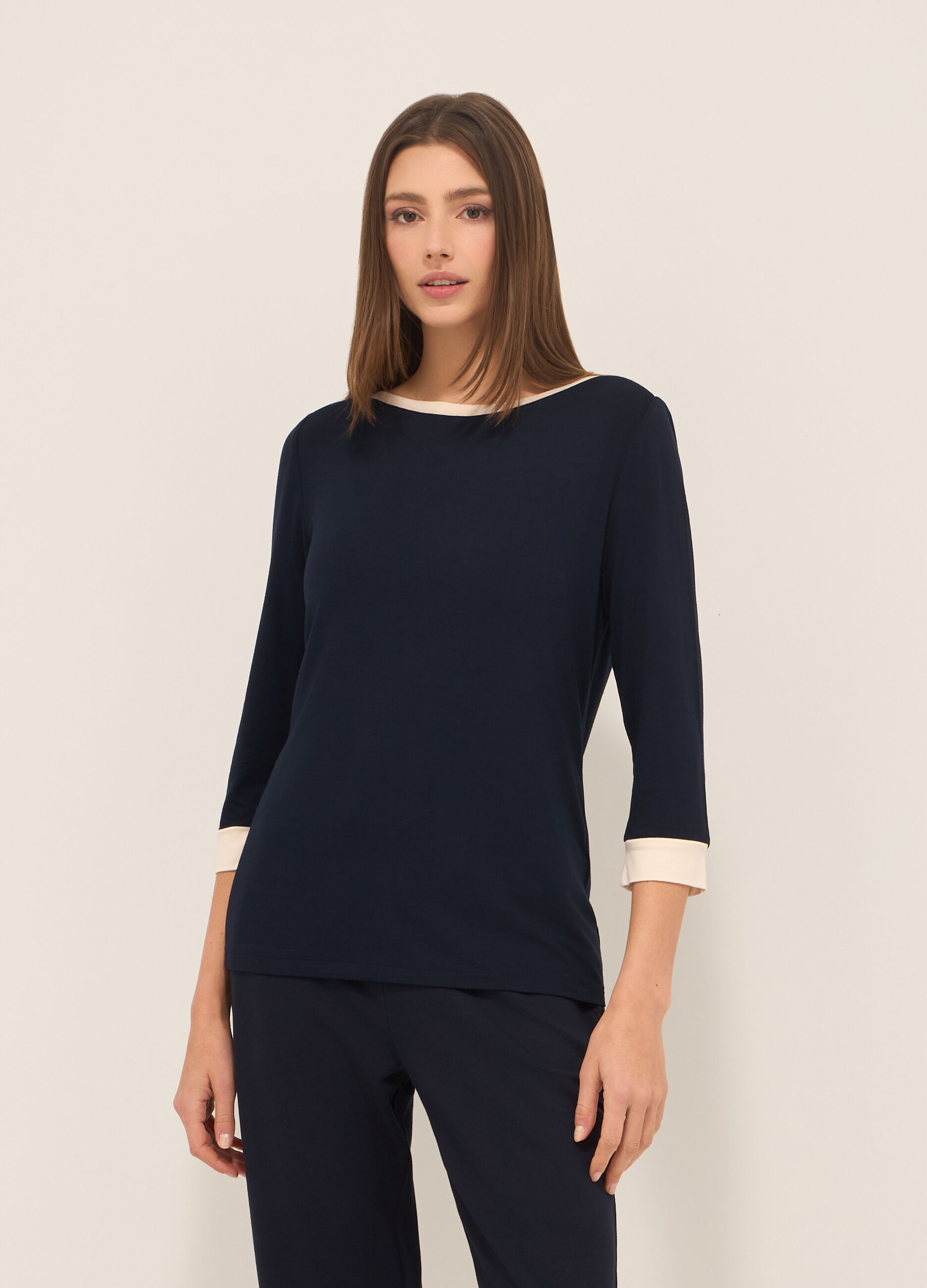 T-shirt in jersey di viscosa stretch donna_0