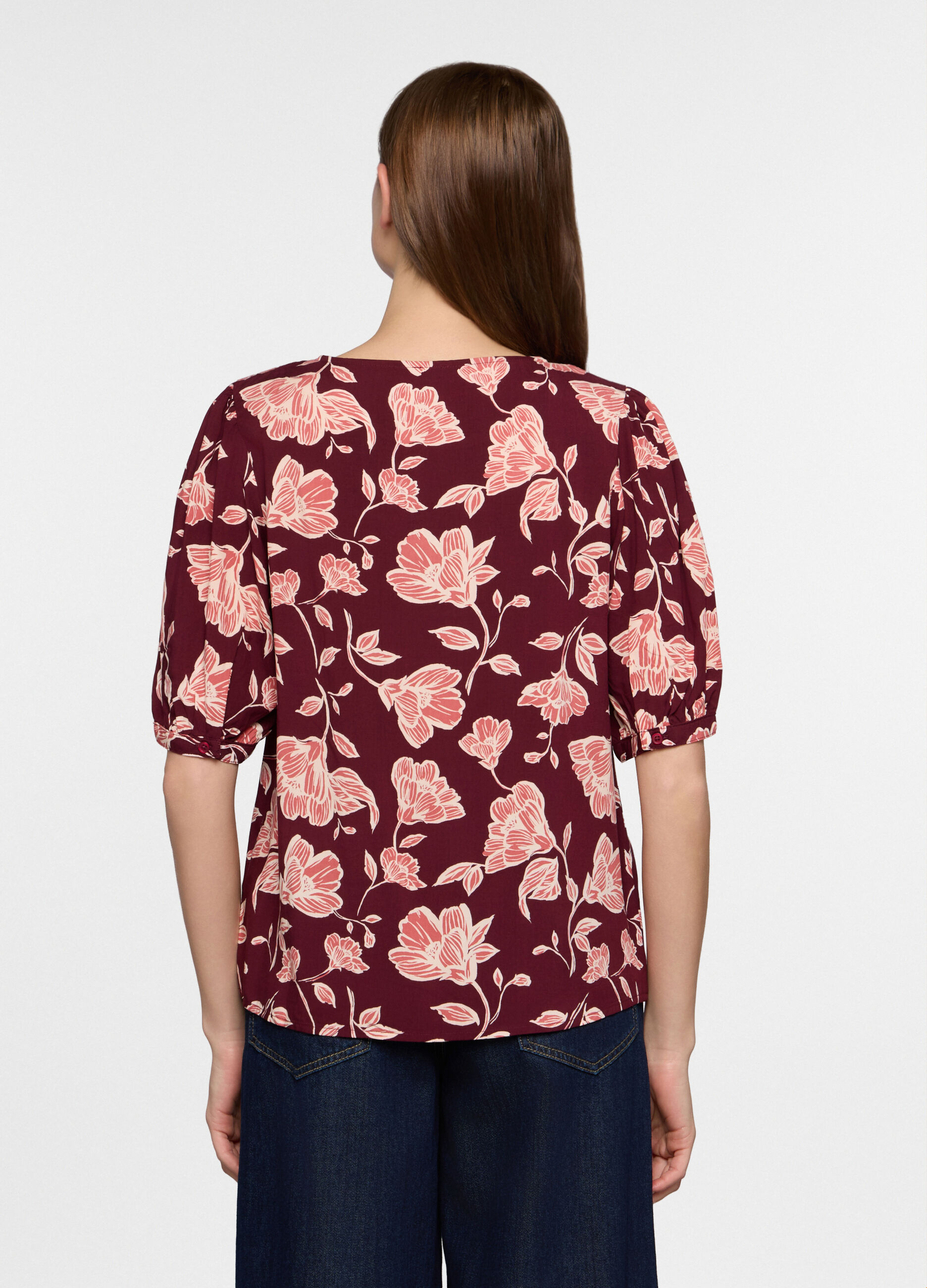 Blusa girocollo con stampa donna_1