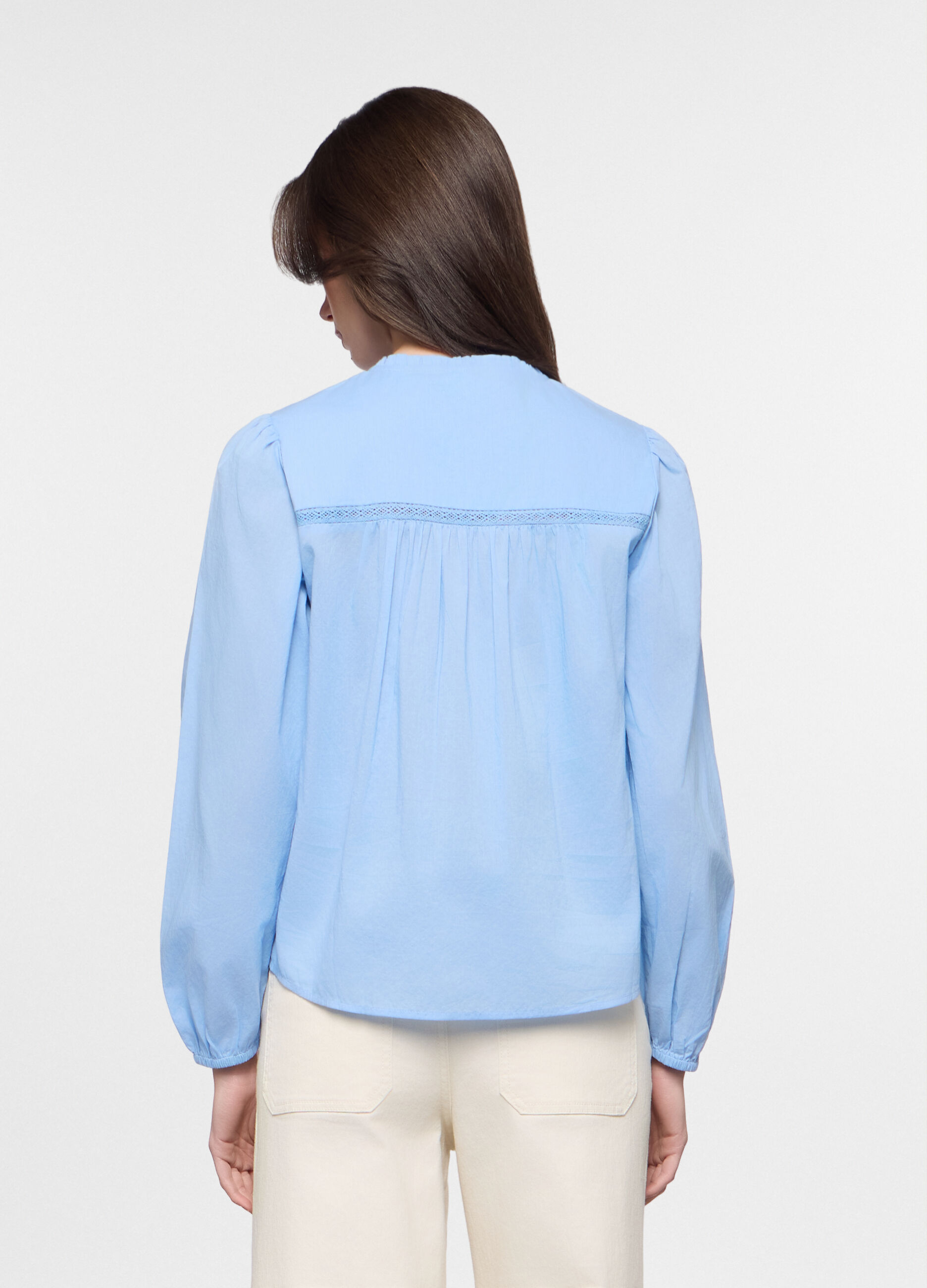 Camicia regular fit con scollo rotondo in puro cotone donna_1