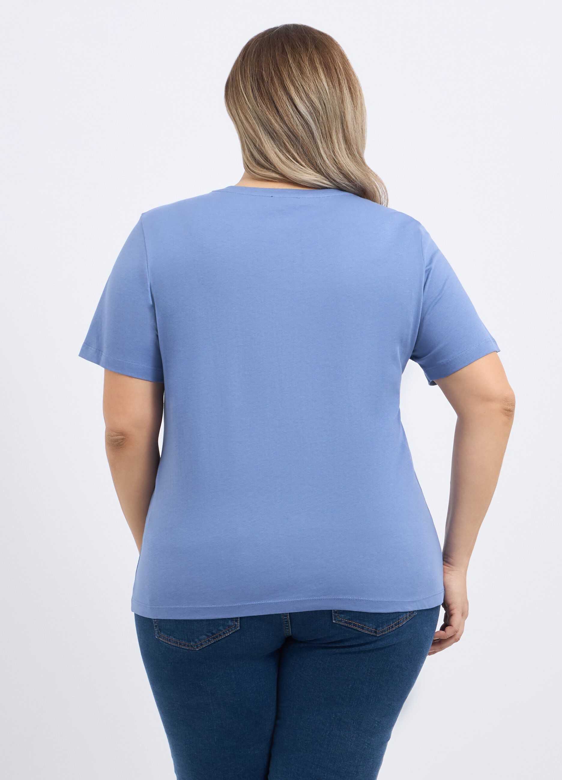 T-shirt in puro cotone con stampa donna curvy_1