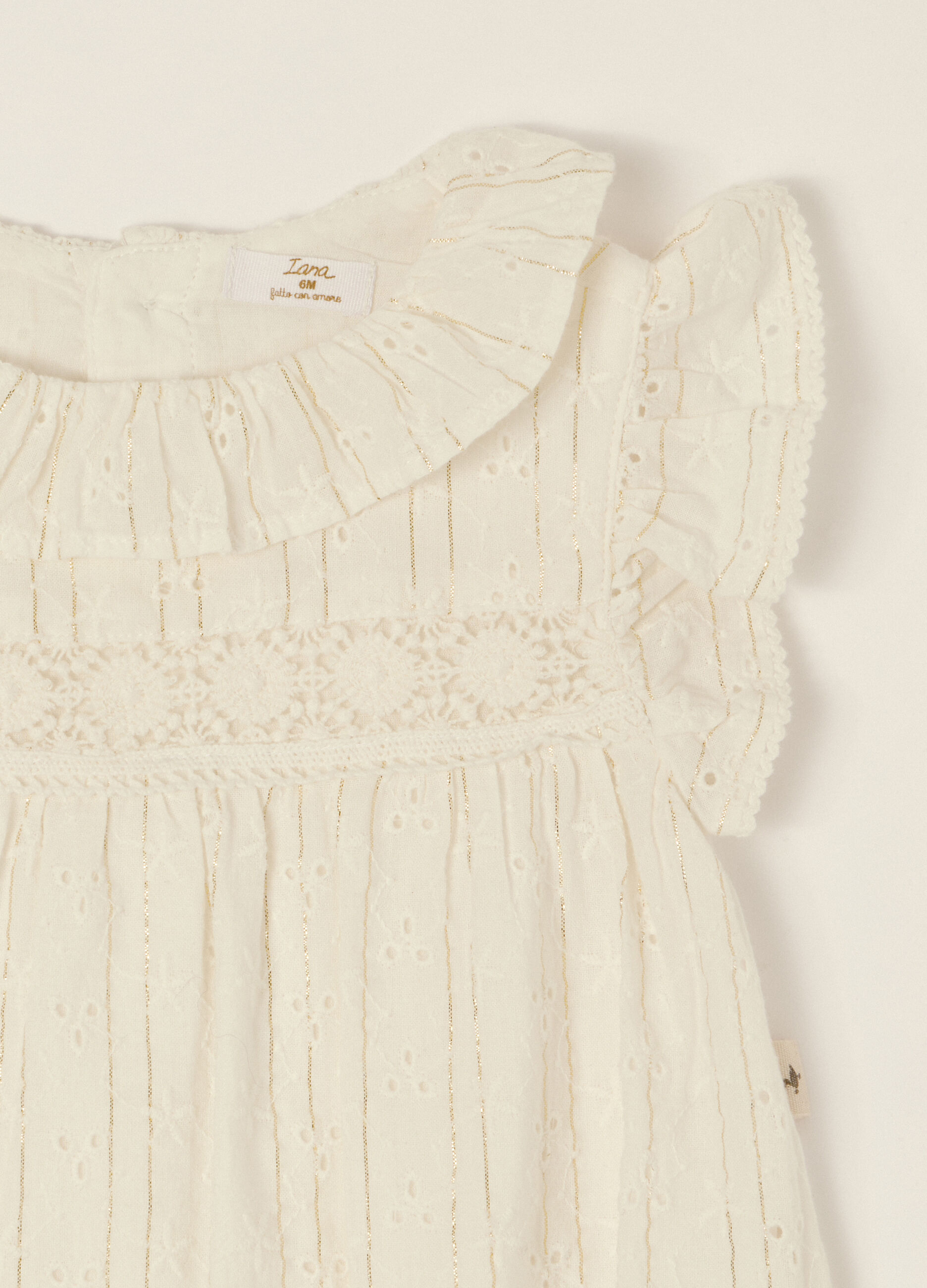 Tutina bianca in misto cotone con colletto classico_2