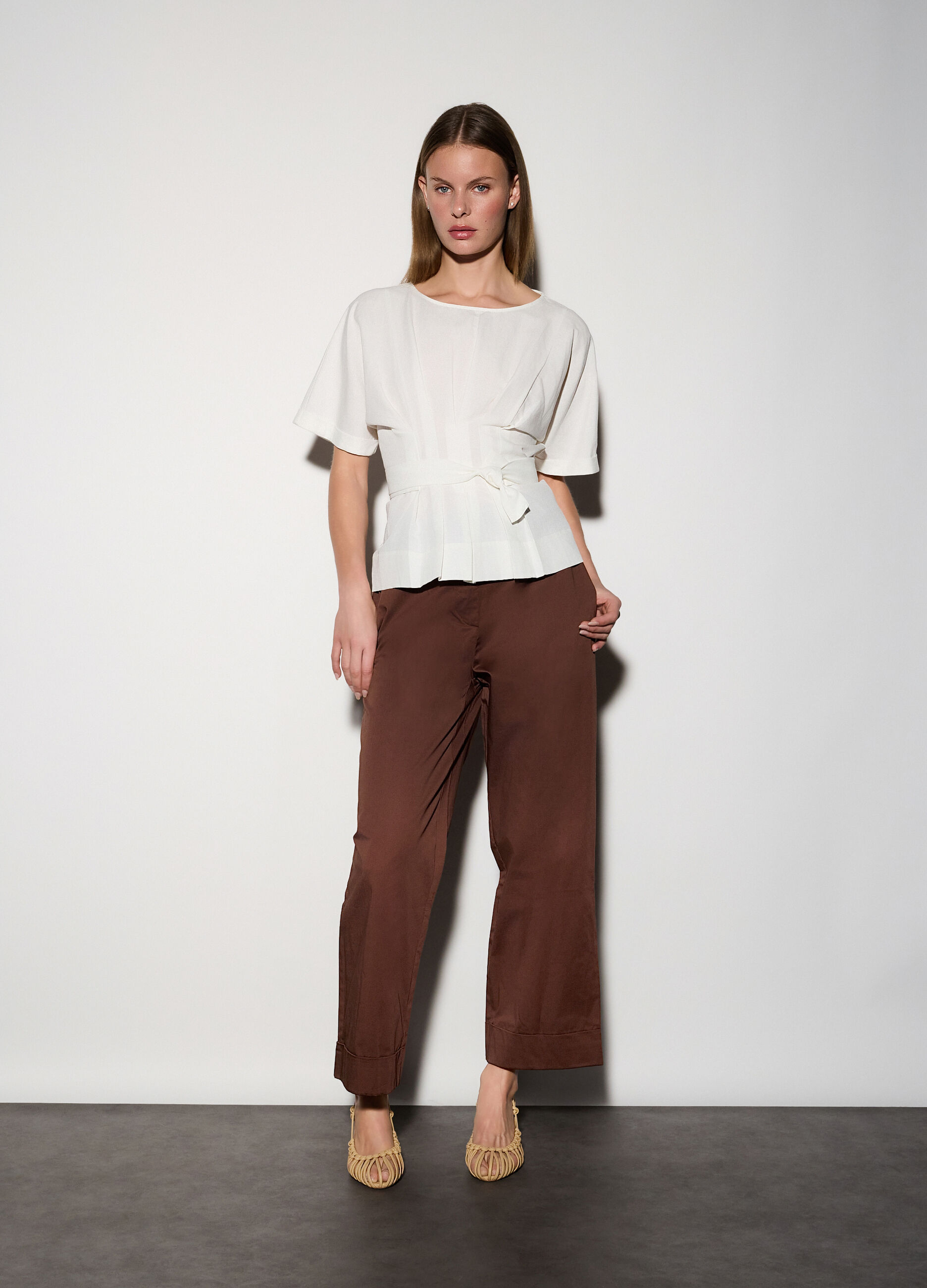 Pantaloni regular fit stretch donna_0