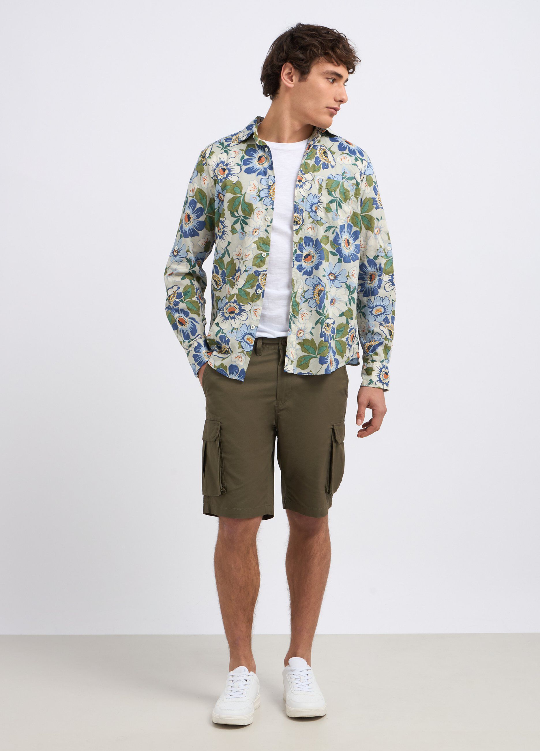 Shorts cargo chino in puro cotone uomo_0