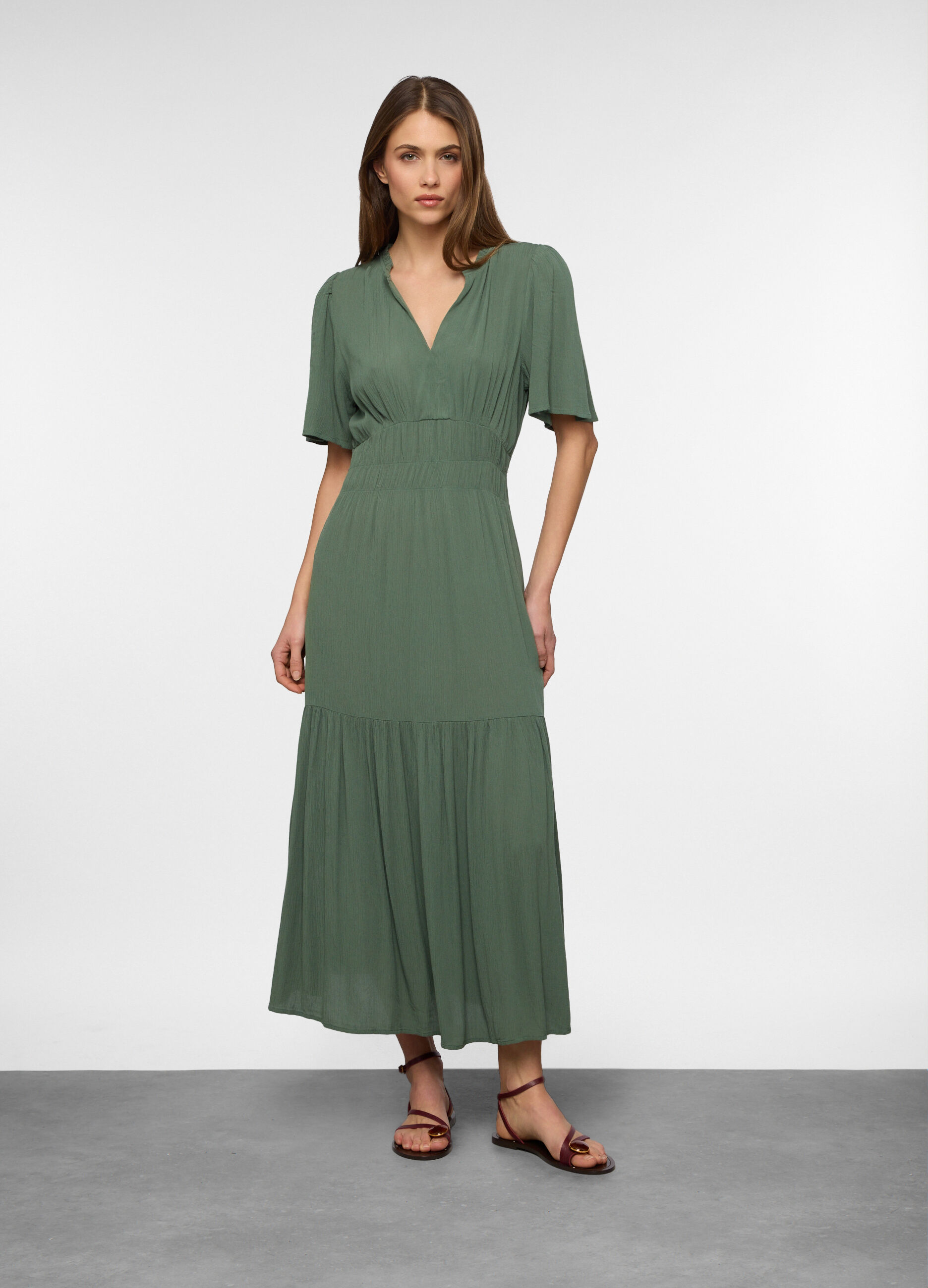 Vestito lungo crinkle donna _0