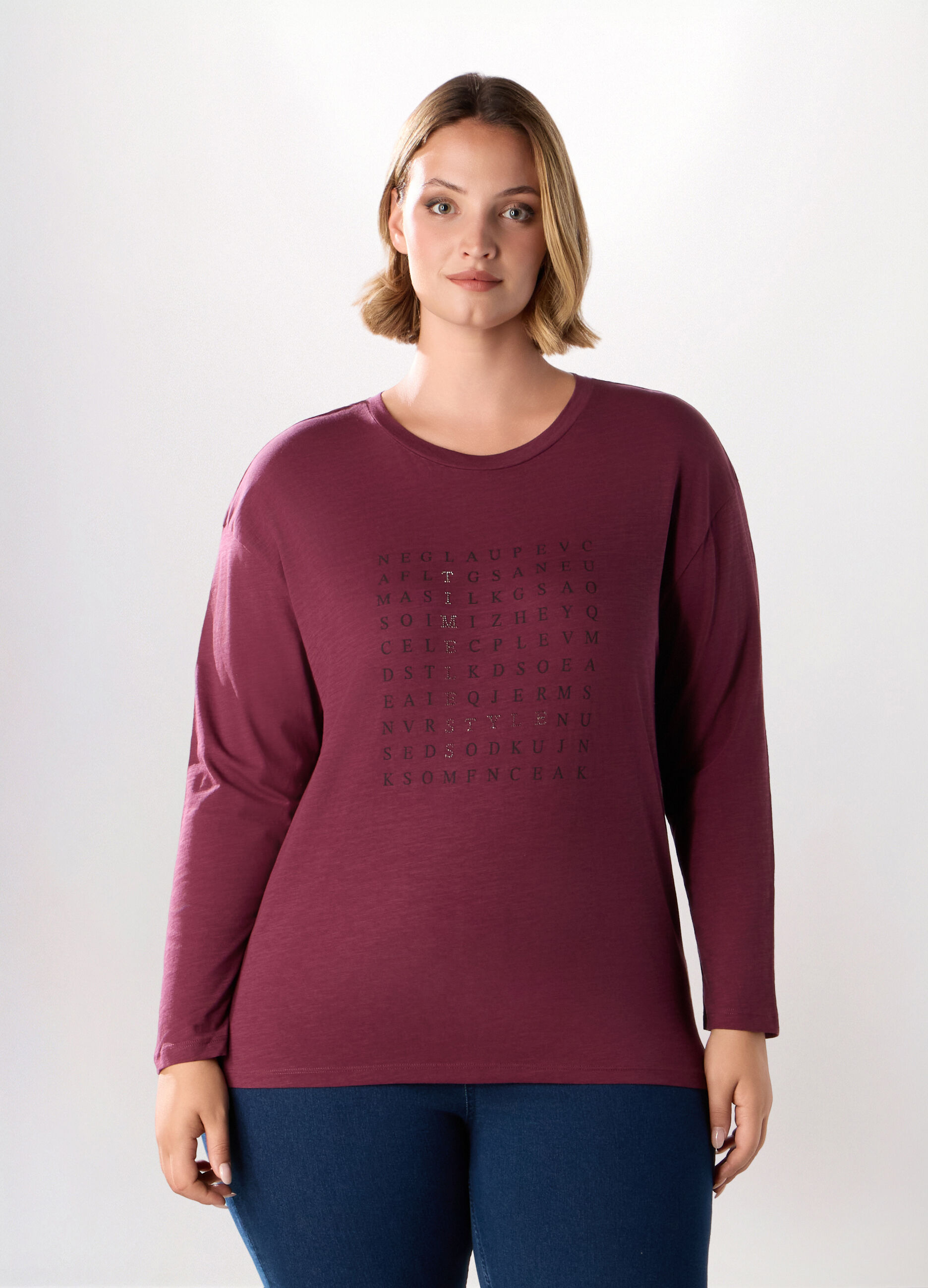 T-shirt in jersey slub di puro cotone donna curvy_0