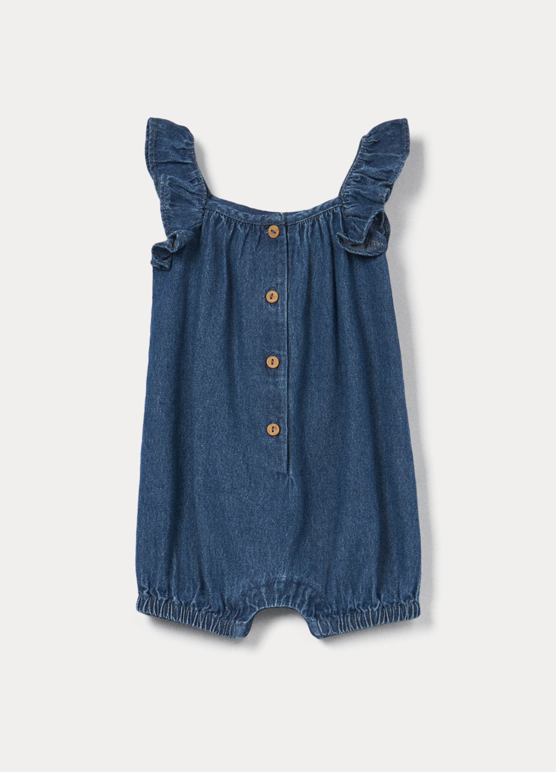 Tutina in chambray di puro cotone neonata_0