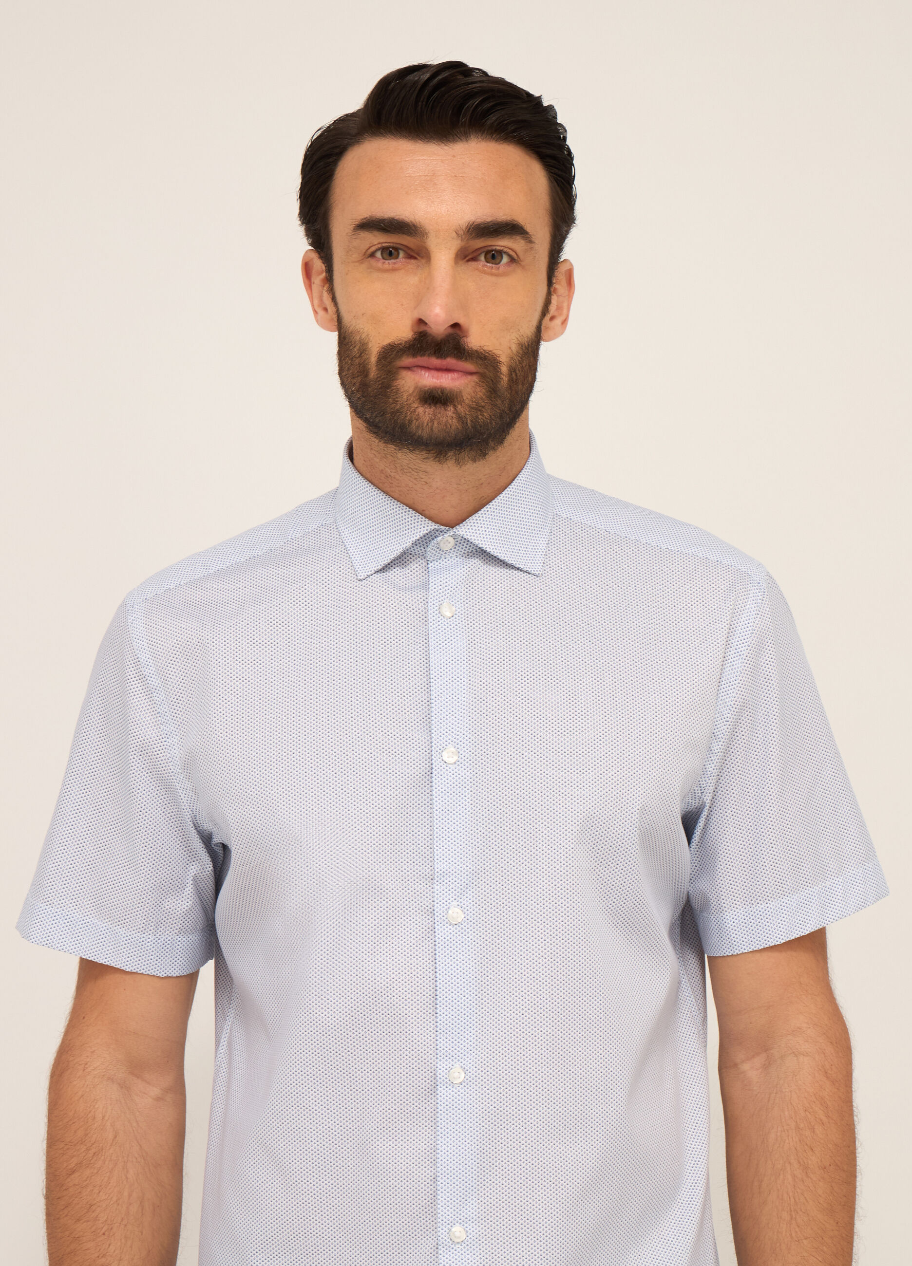 Camicia a maniche corte in misto cotone uomo_2
