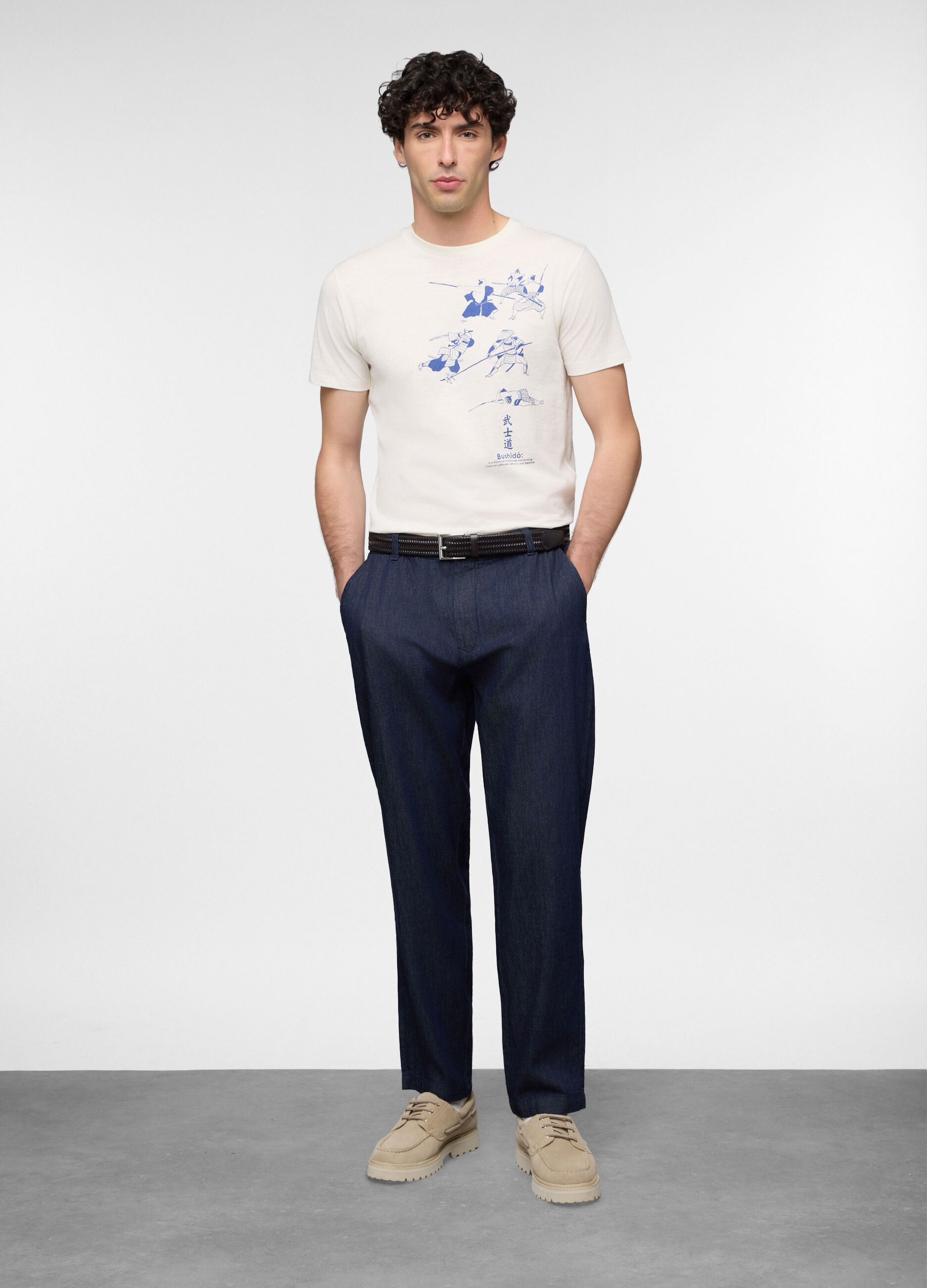Pantalone chino in misto cotone e lino uomo_0