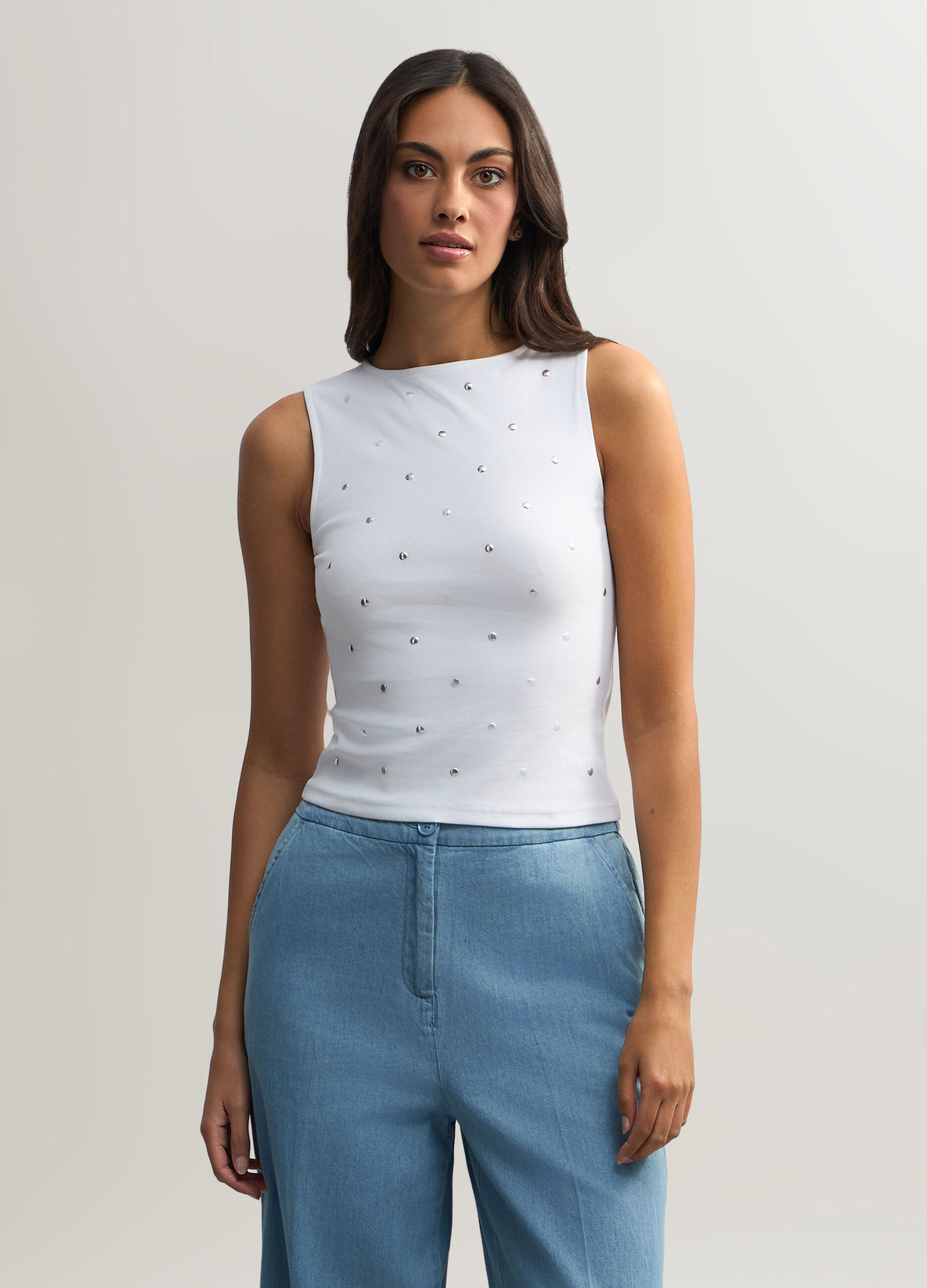 Canotta Fitted girocollo stretch donna_0