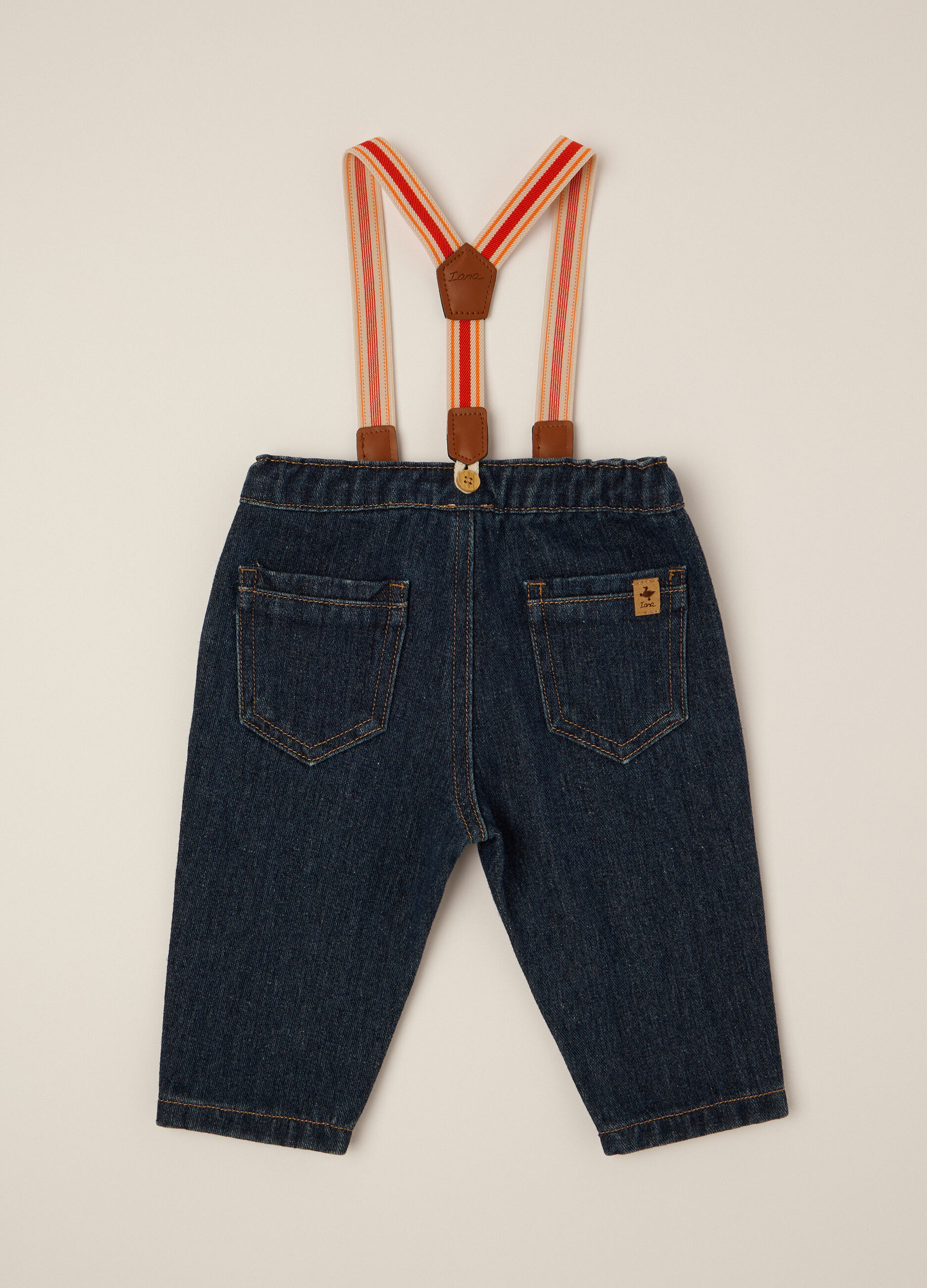 Pantaloni denim bambino con bretelle