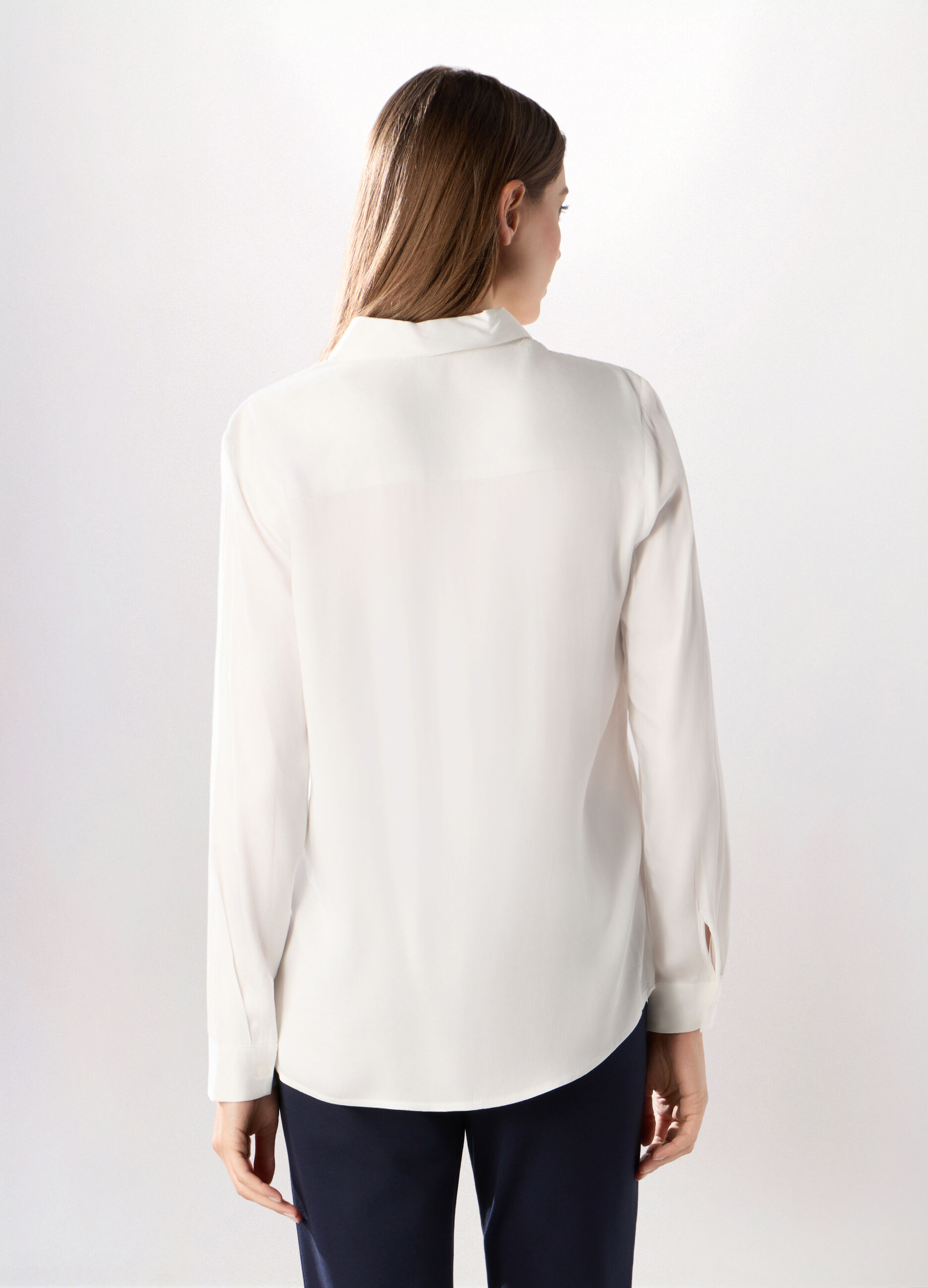 Camicia in pura viscosa tinta unita donna_1