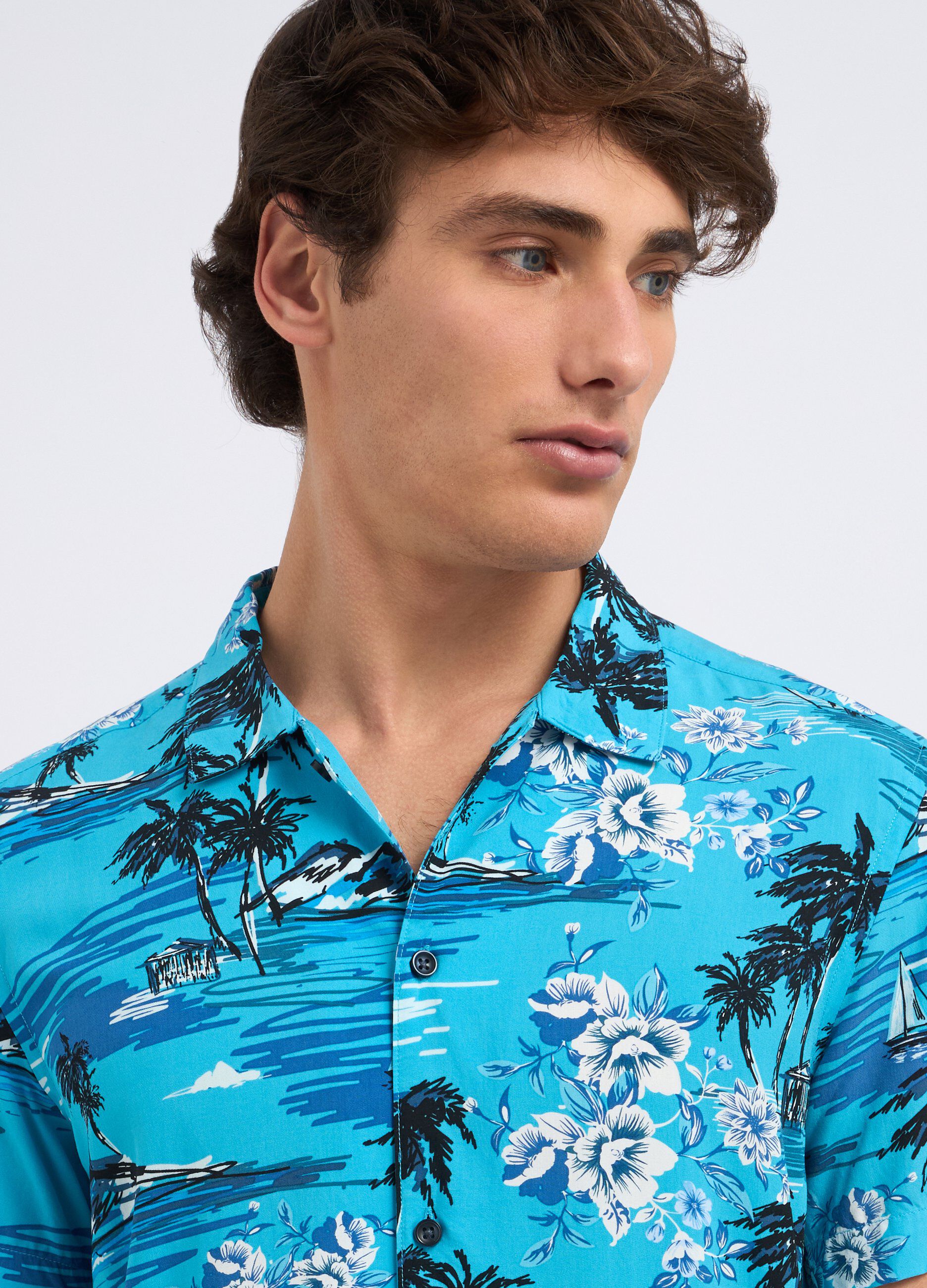 Camicia in pura viscosa con stampa uomo_2
