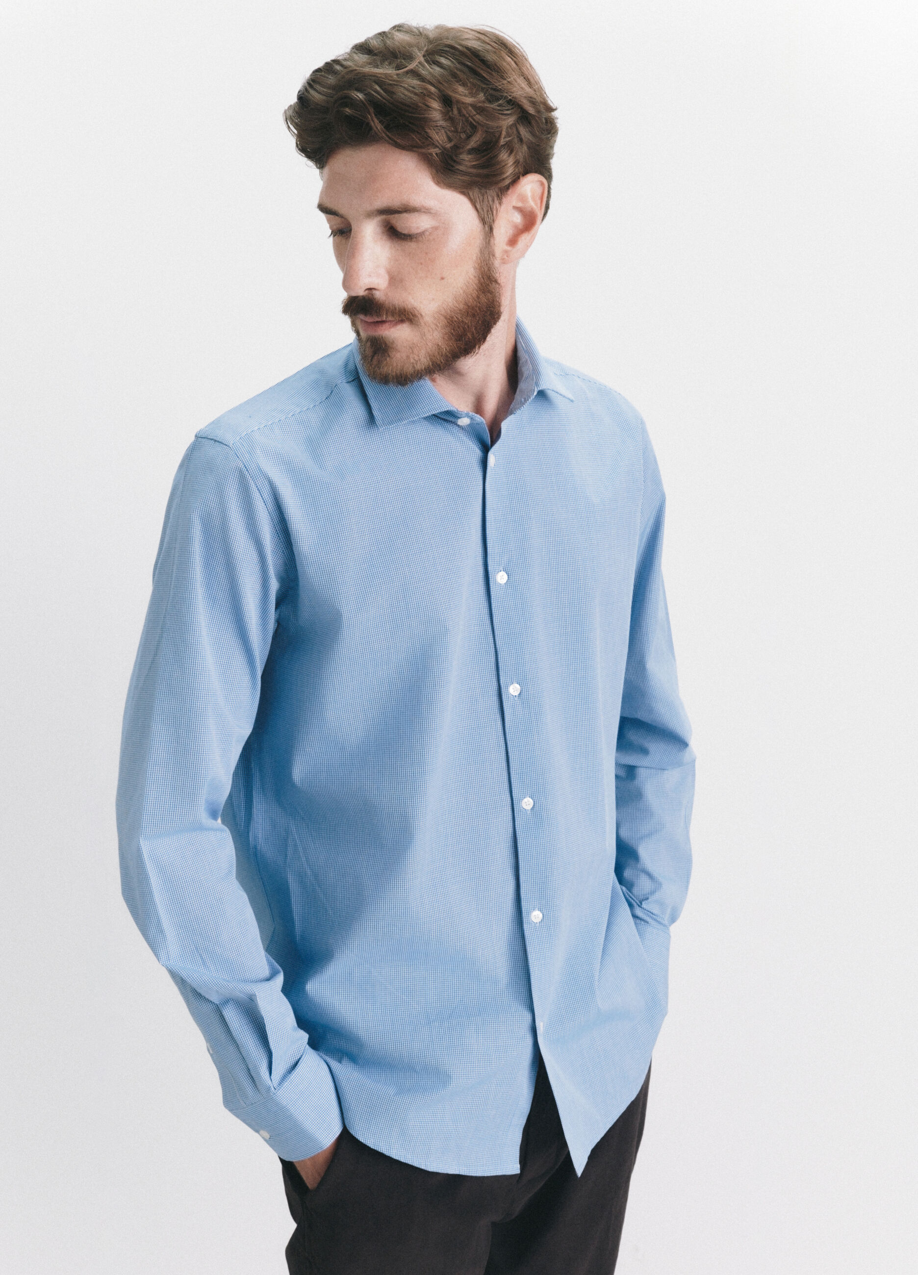 Camicia regular fit in tessuto a quadretti uomo_4