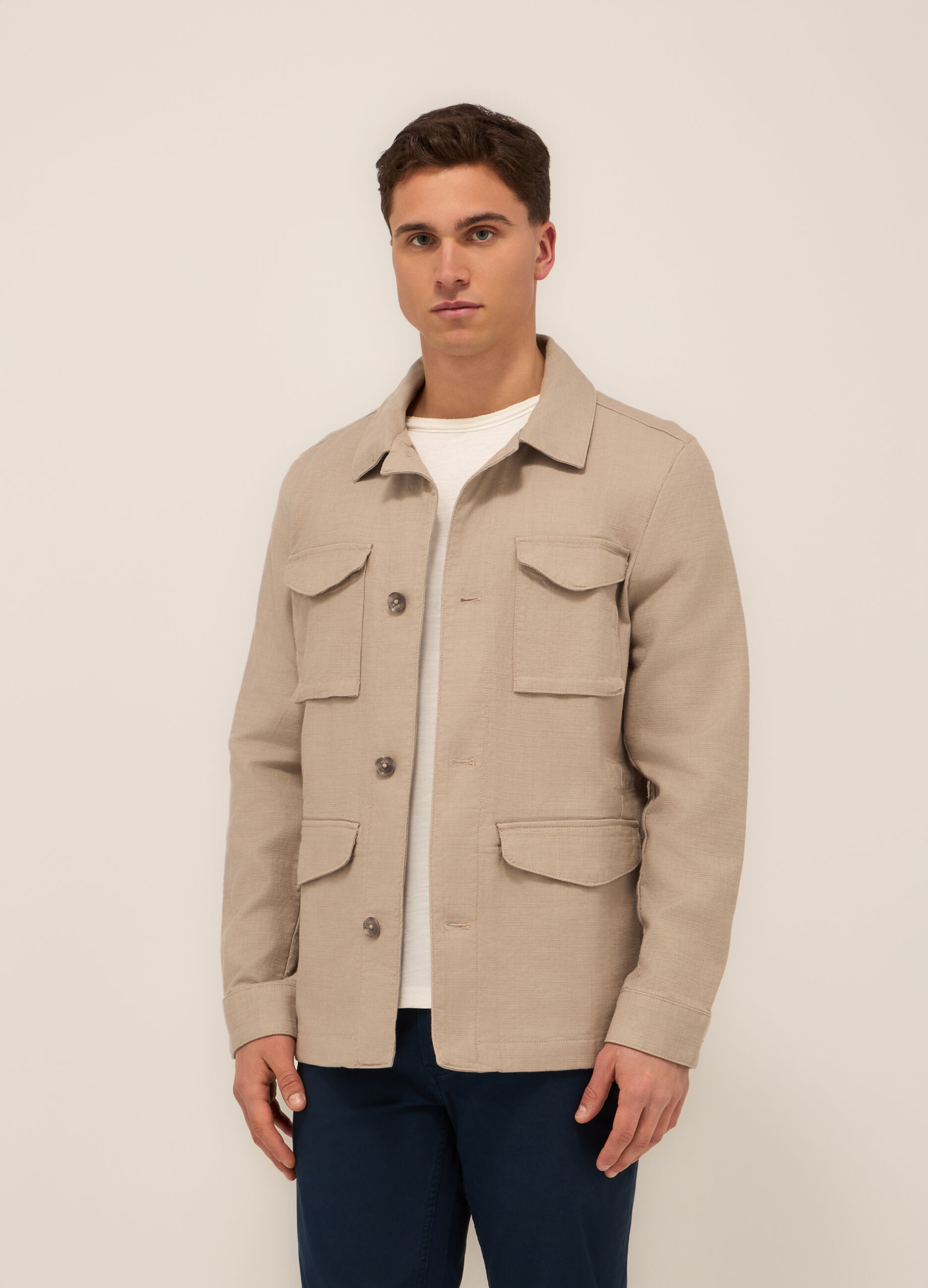 Field jacket in tela di cotone uomo