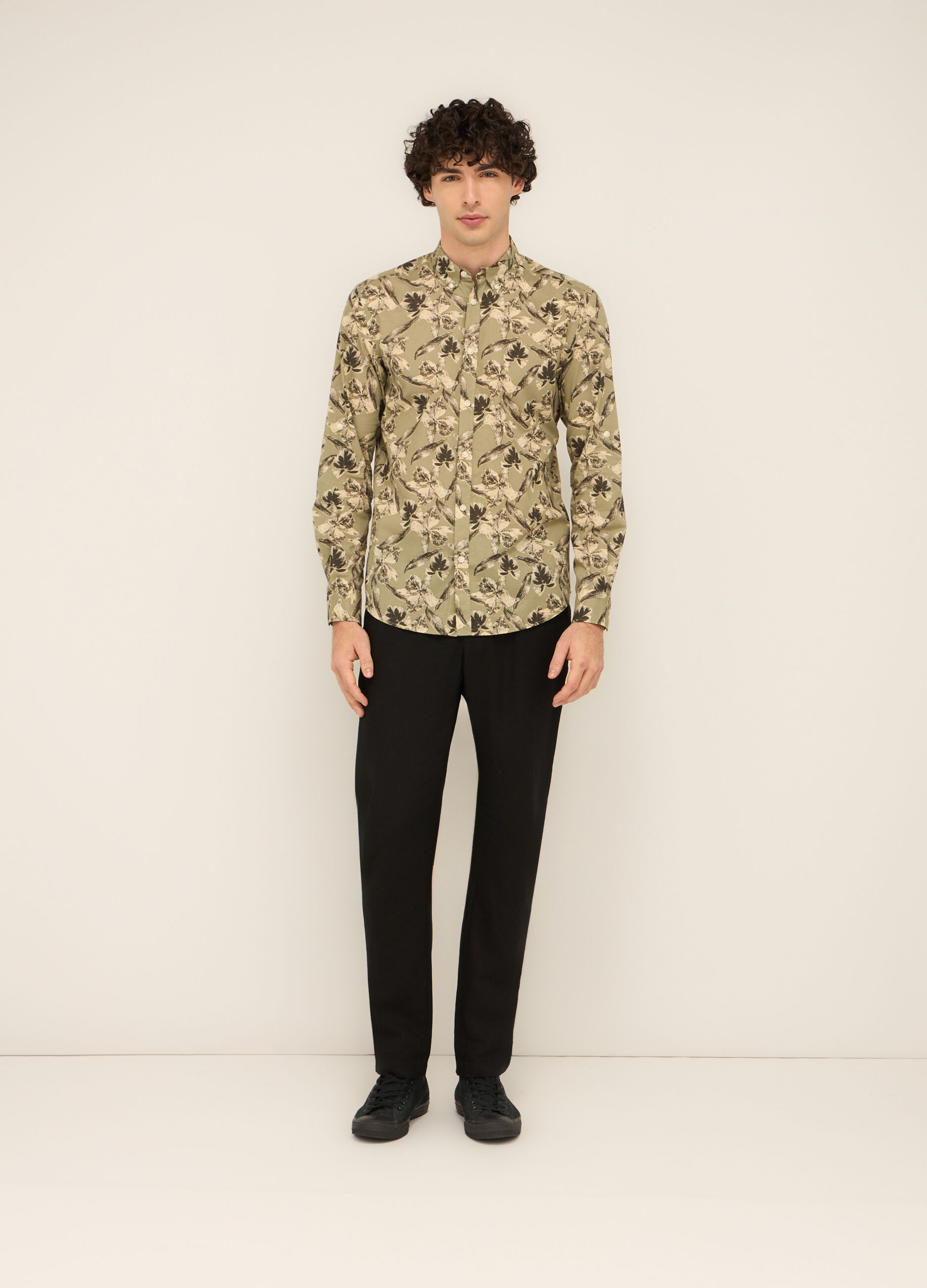 Pantaloni chino in misto lino uomo_0