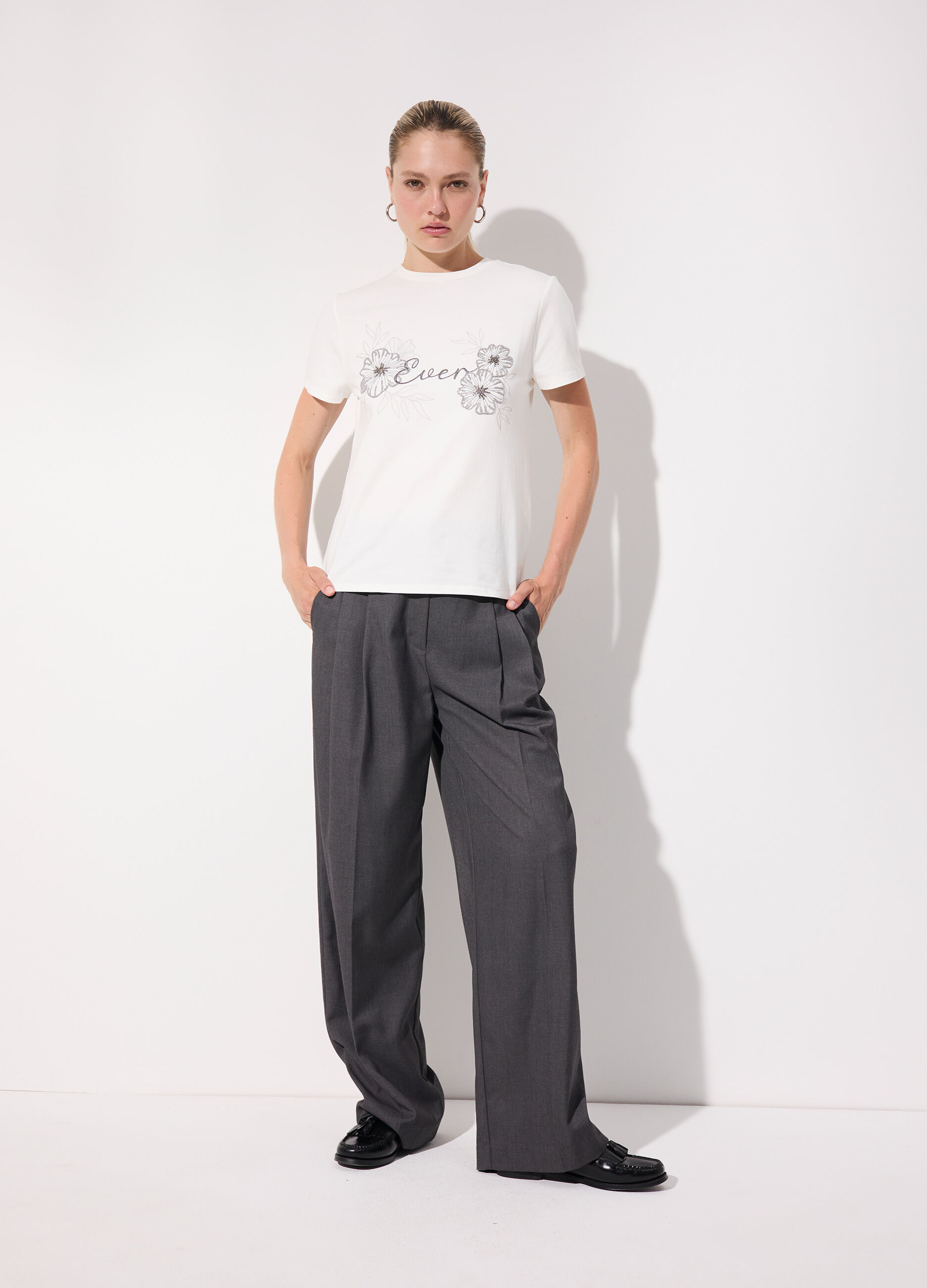 Pantaloni palazzo in misto lana donna_1