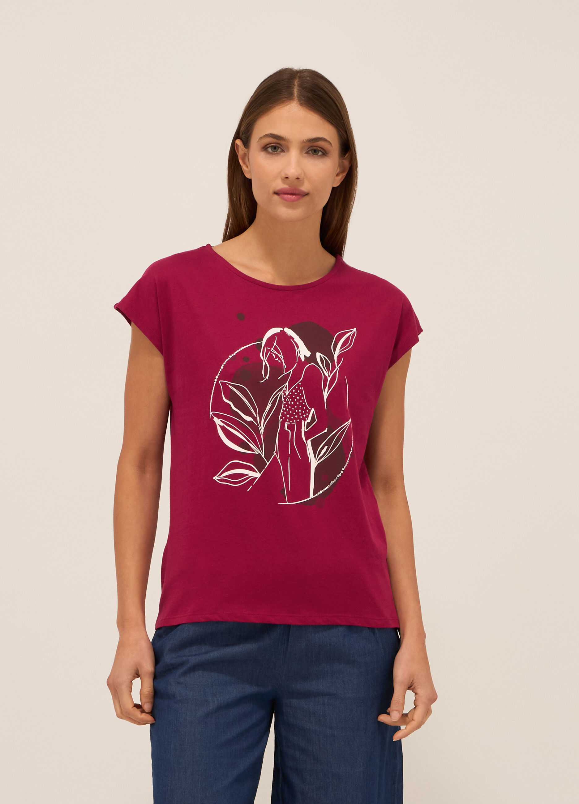T-shirt in jersey di puro cotone donna_0