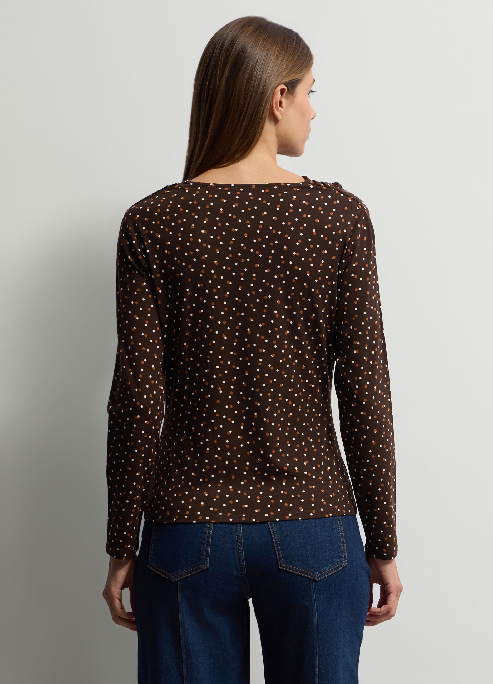 T-shirt con scollo drappeggiato stretch donna_1