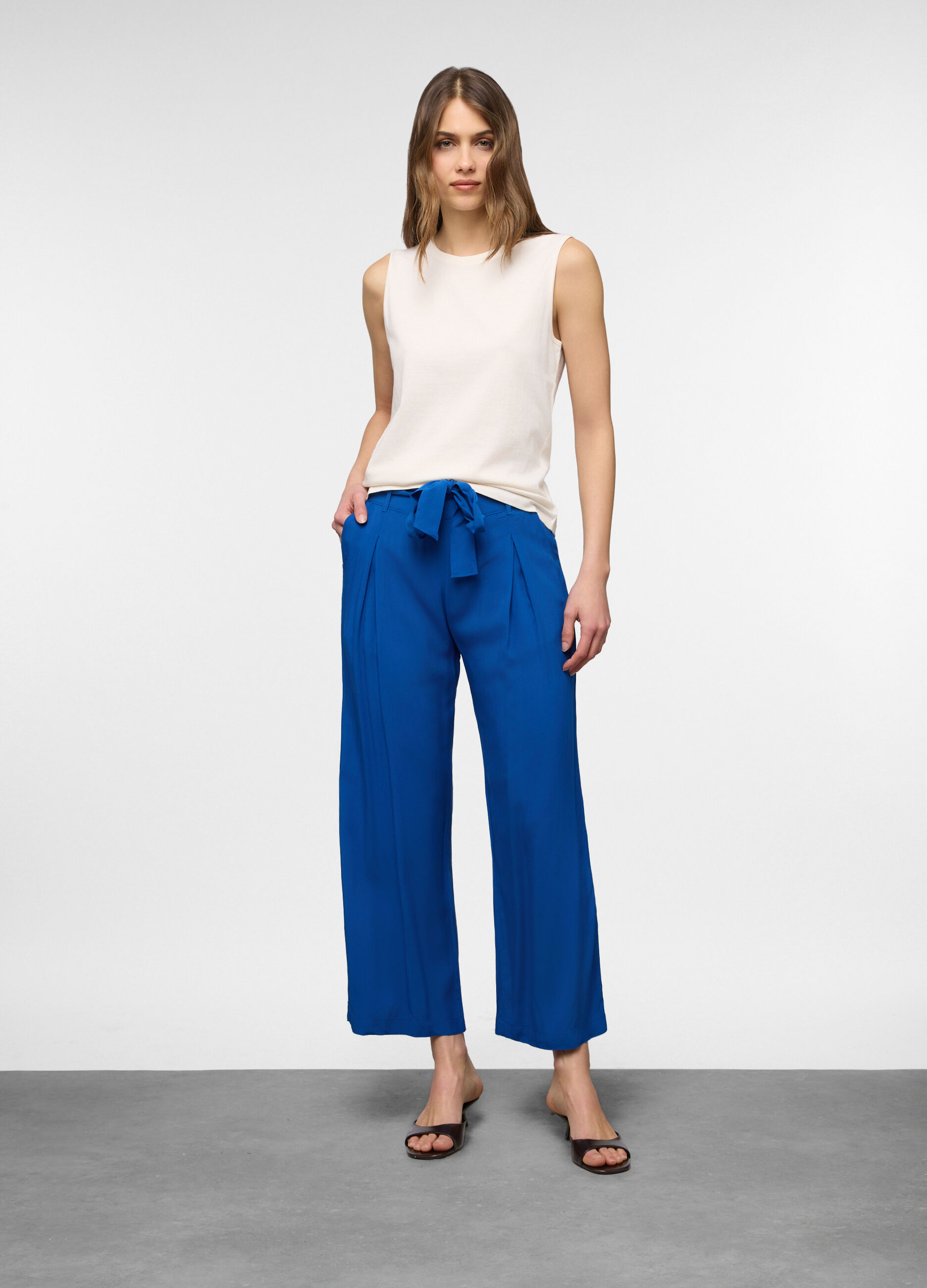 Pantaloni Wide leg in pura viscosa donna_0