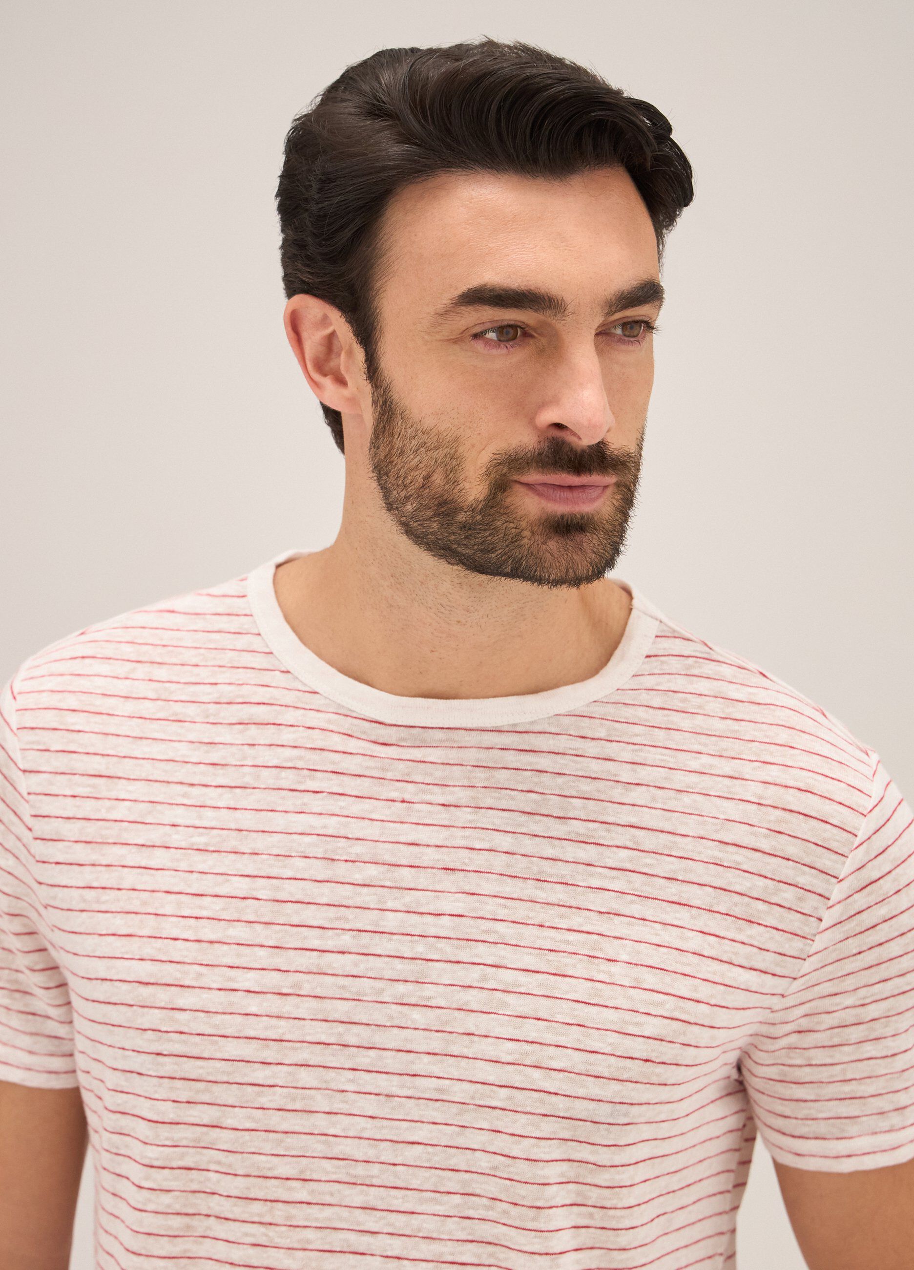 T-shirt in puro lino rigato Rumford uomo_2