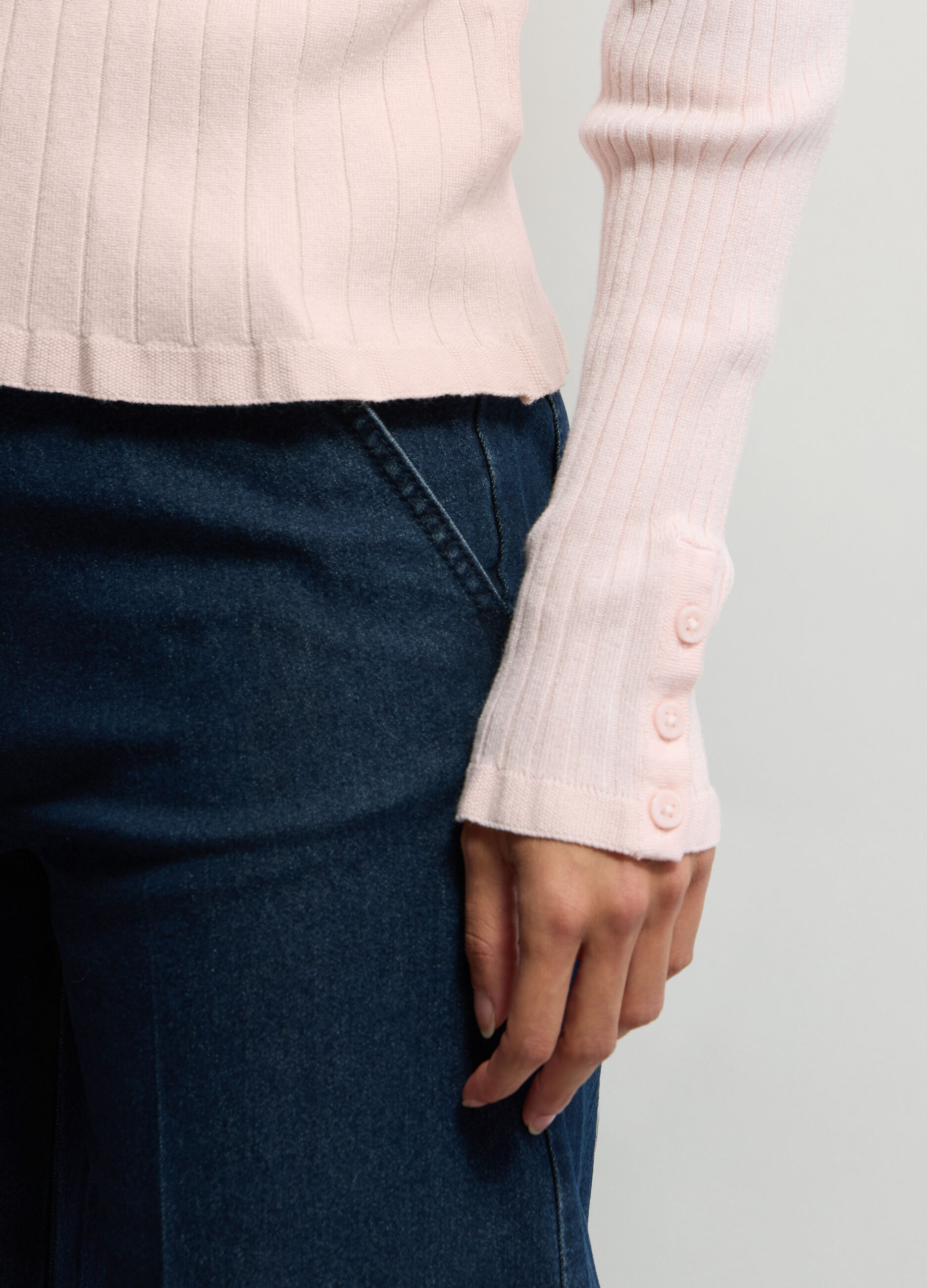 Cardigan girocollo in costina donna_2