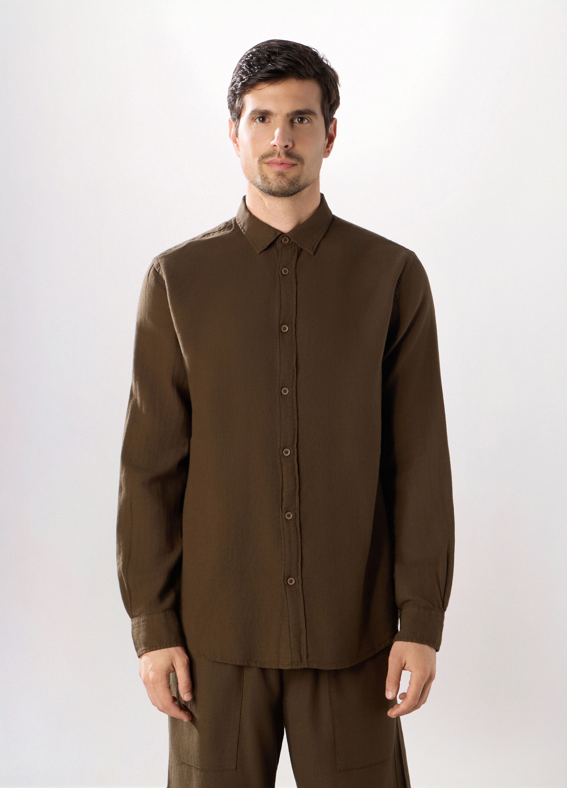 Camicia regular fit in puro cotone uomo