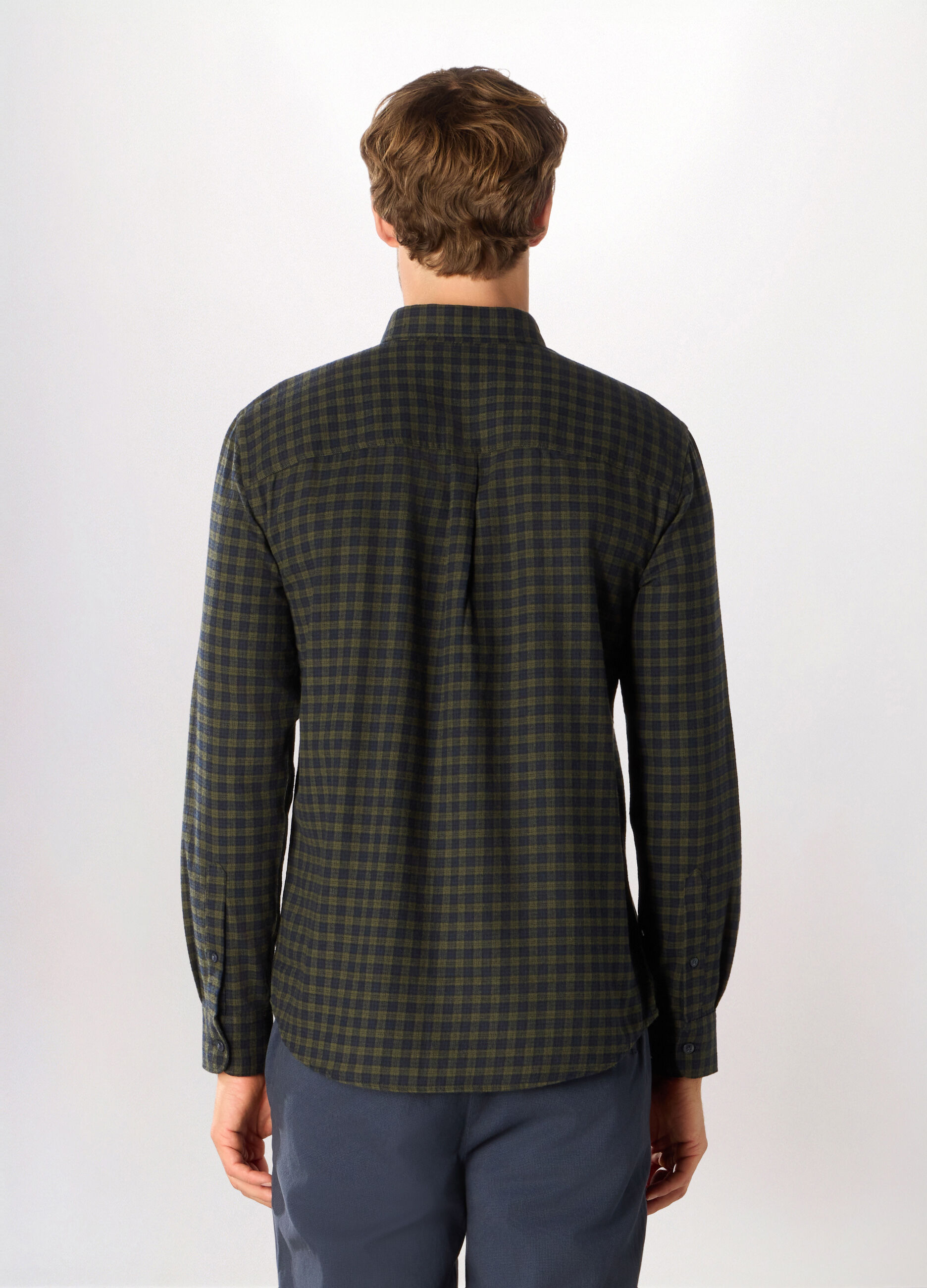 Camicia slim fit in flanella a quadri uomo_1