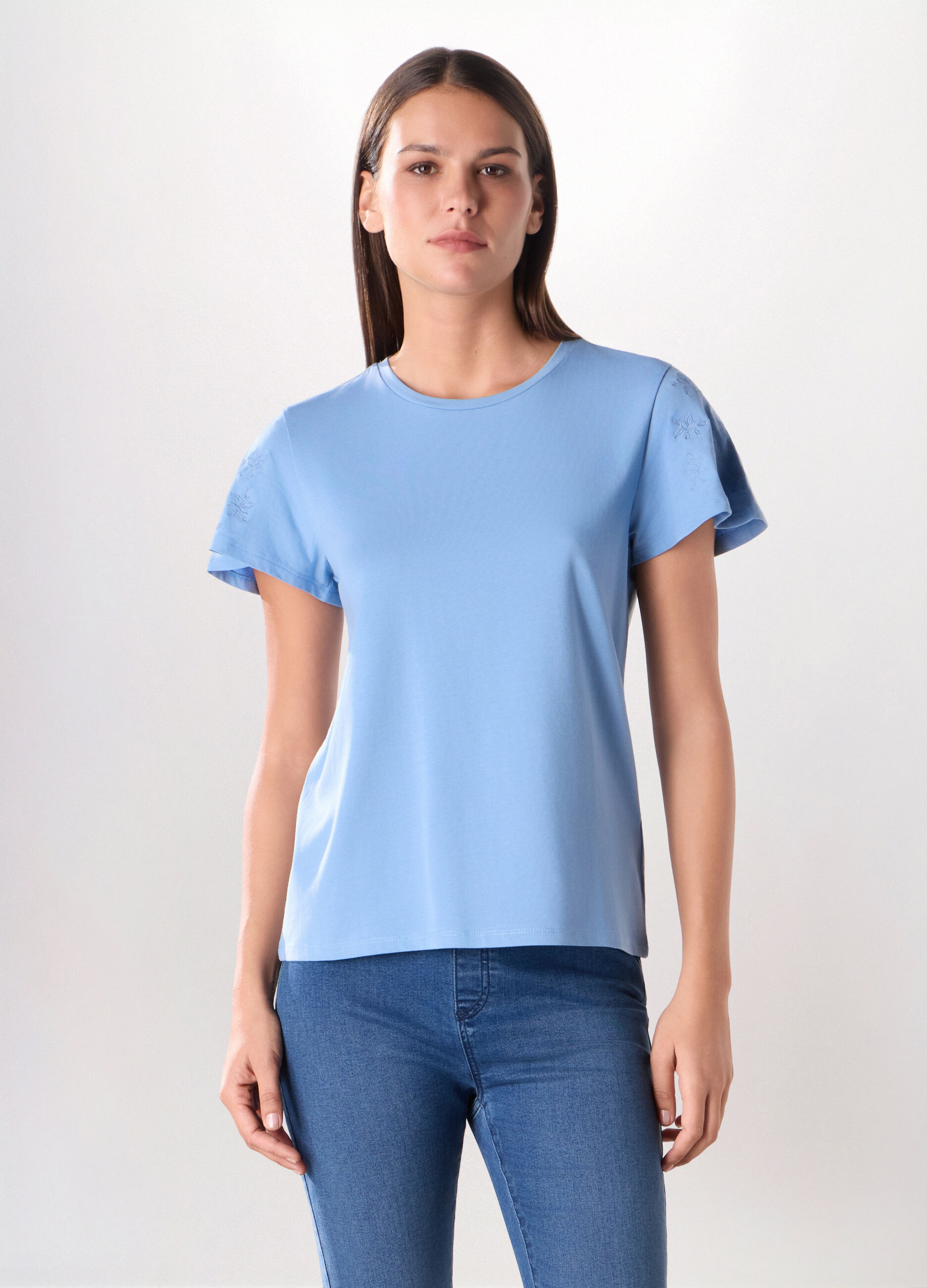 T-shirt in jersey di cotone stretch donna_0