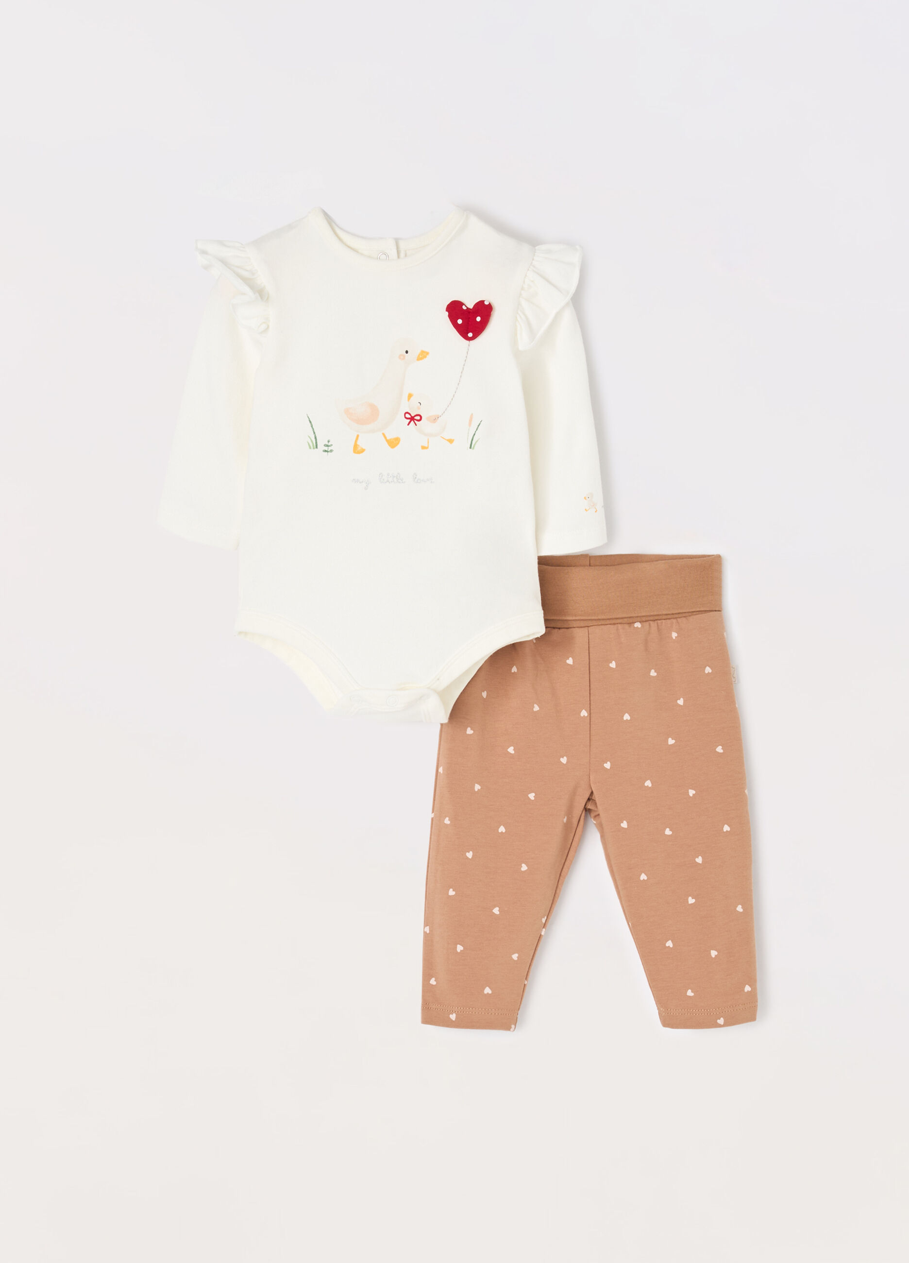 Completino con body e Joggers in cotone stretch neonata