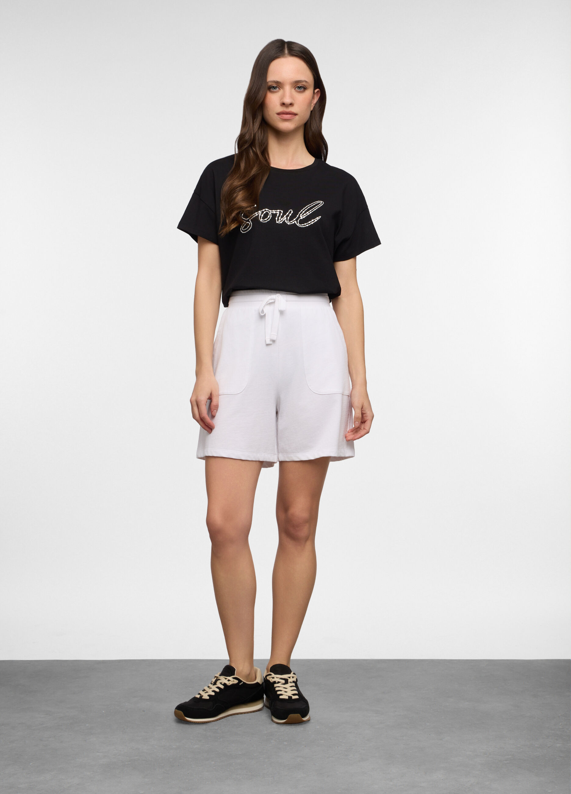 Shorts fit regular in french terry di puro cotone donna_0